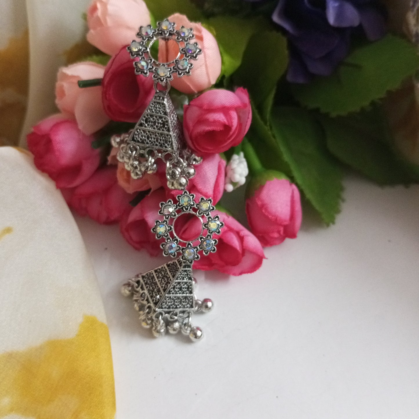 Oxidised Look Jhumki- Rainbow