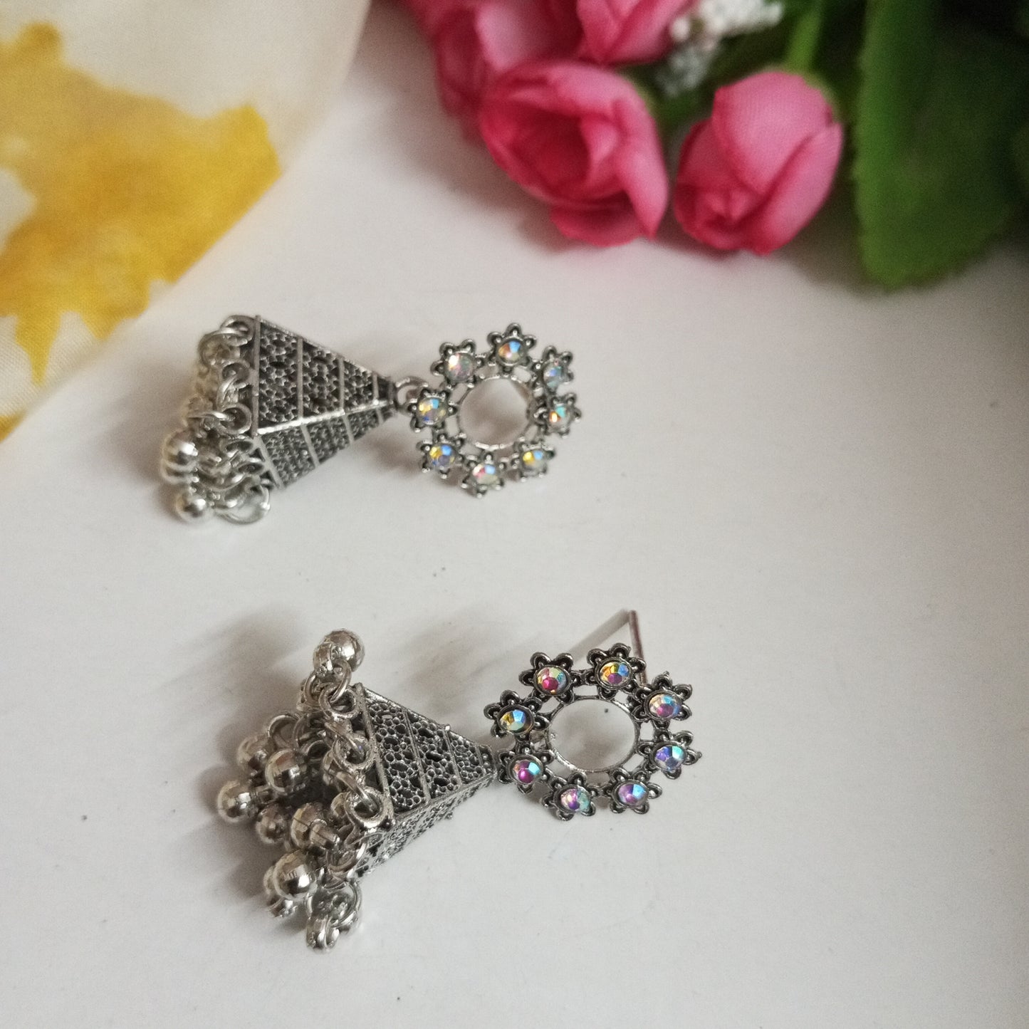 Oxidised Look Jhumki- Rainbow