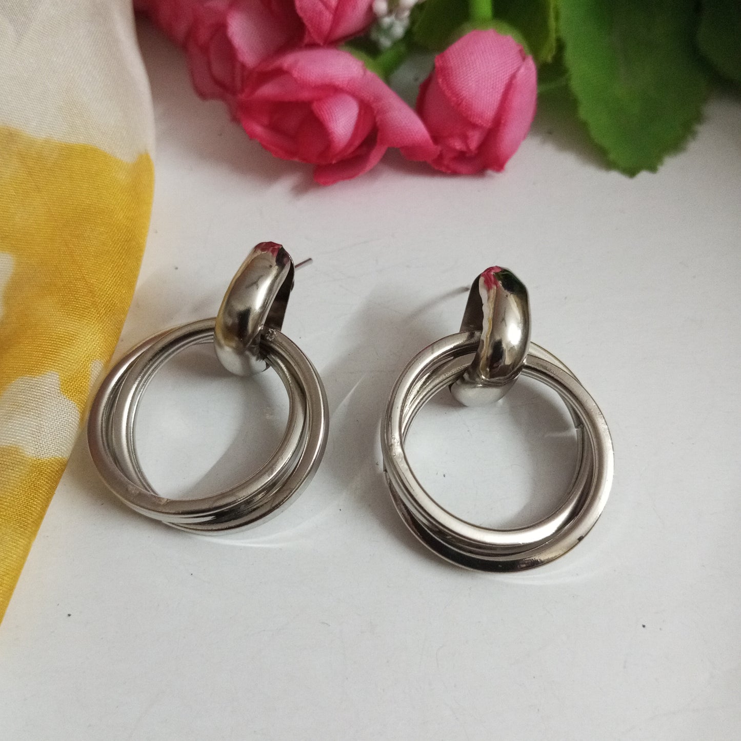 Rose Gold Toned Drop Earrings Tangled Layer