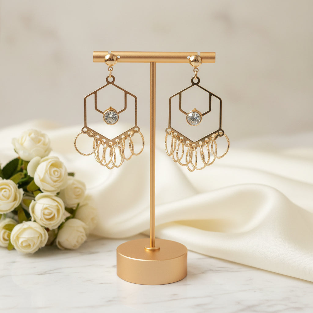 Gold Toned Drop Earrings Tangled Layer