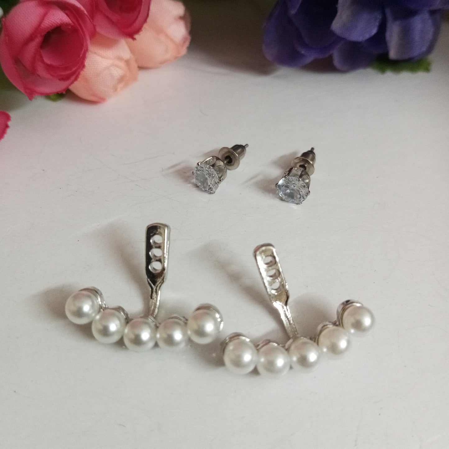 2 in 1 Earrings- Detachable Pearl Drop