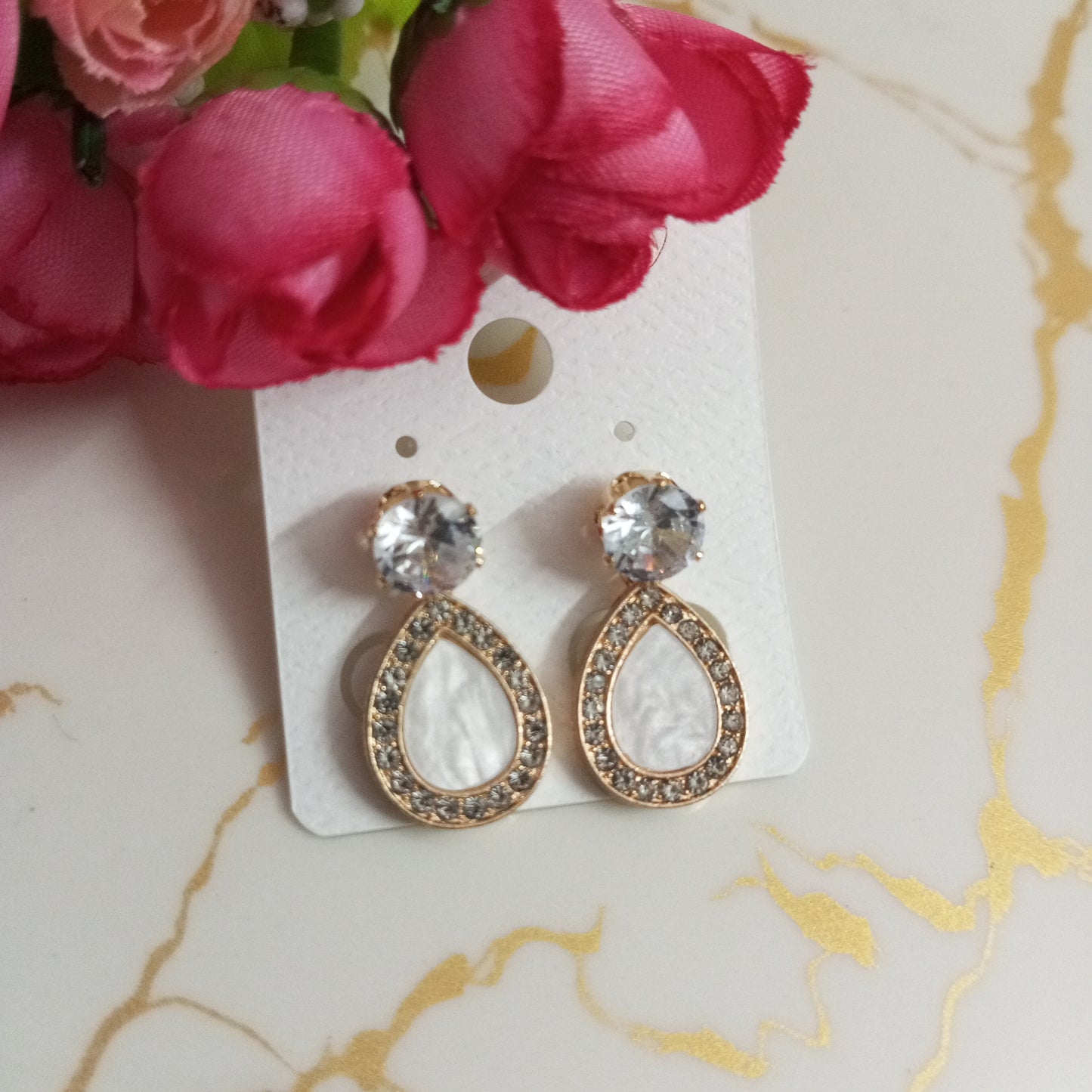 Cz Cute Golden Drop Earrings