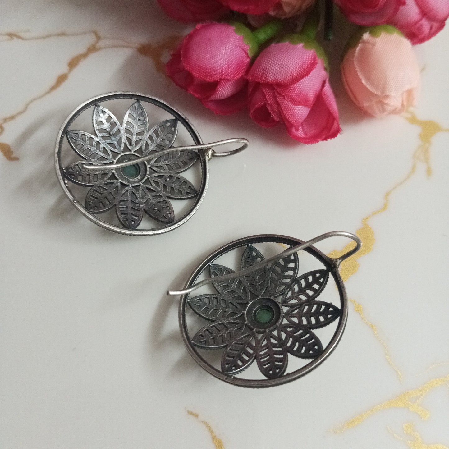 Oxidised Earrings flower design