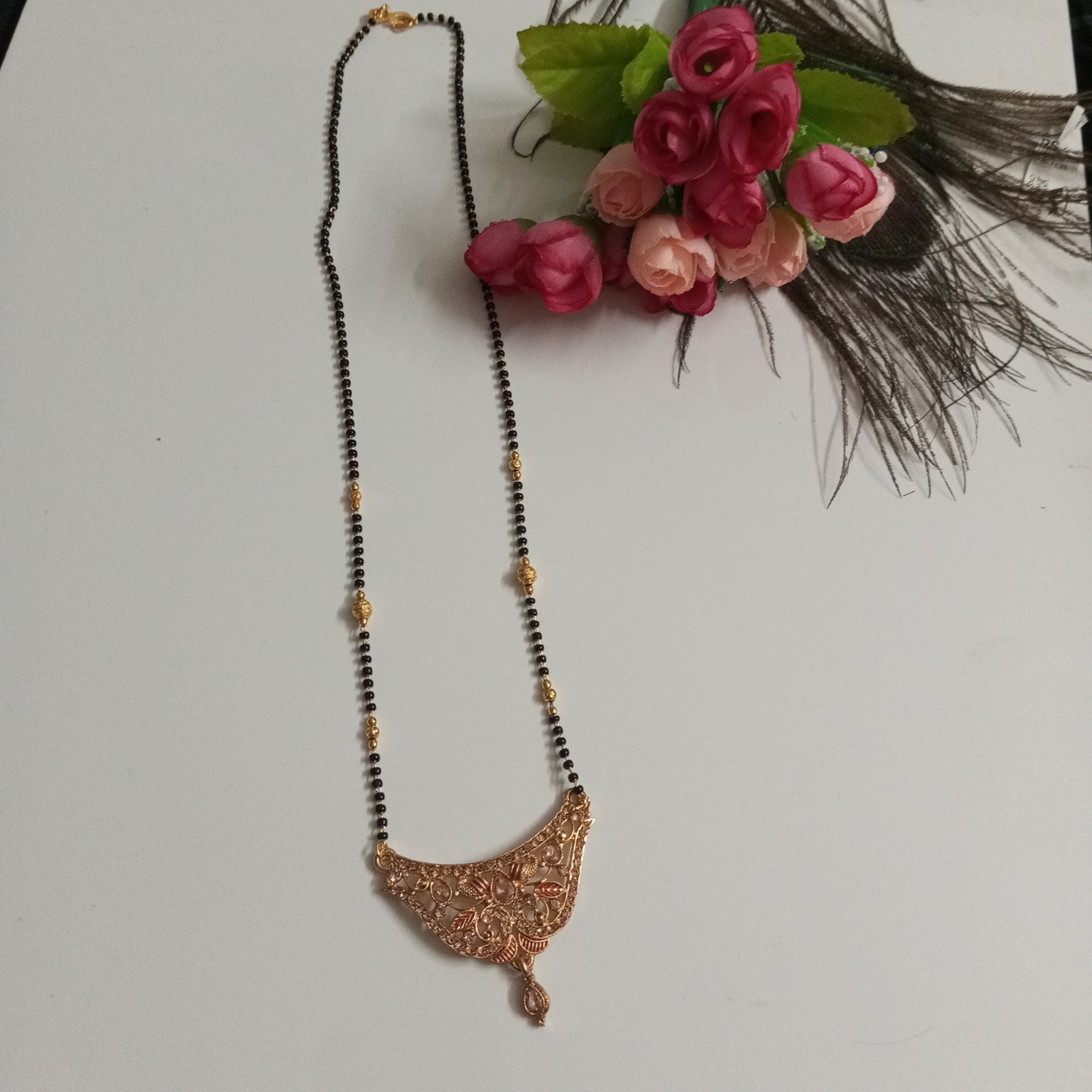 Cz Studded Golden Medium length Mangalsutra