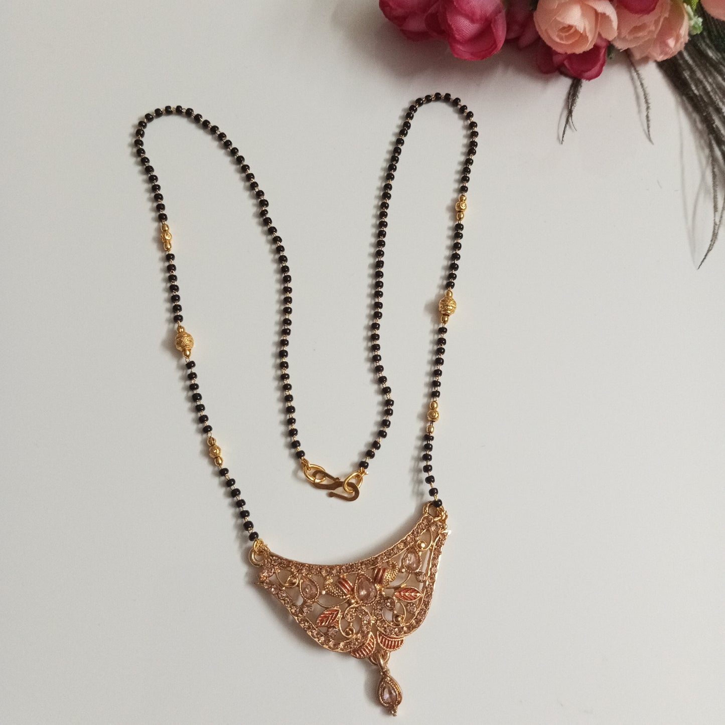 Cz Studded Golden Medium length Mangalsutra