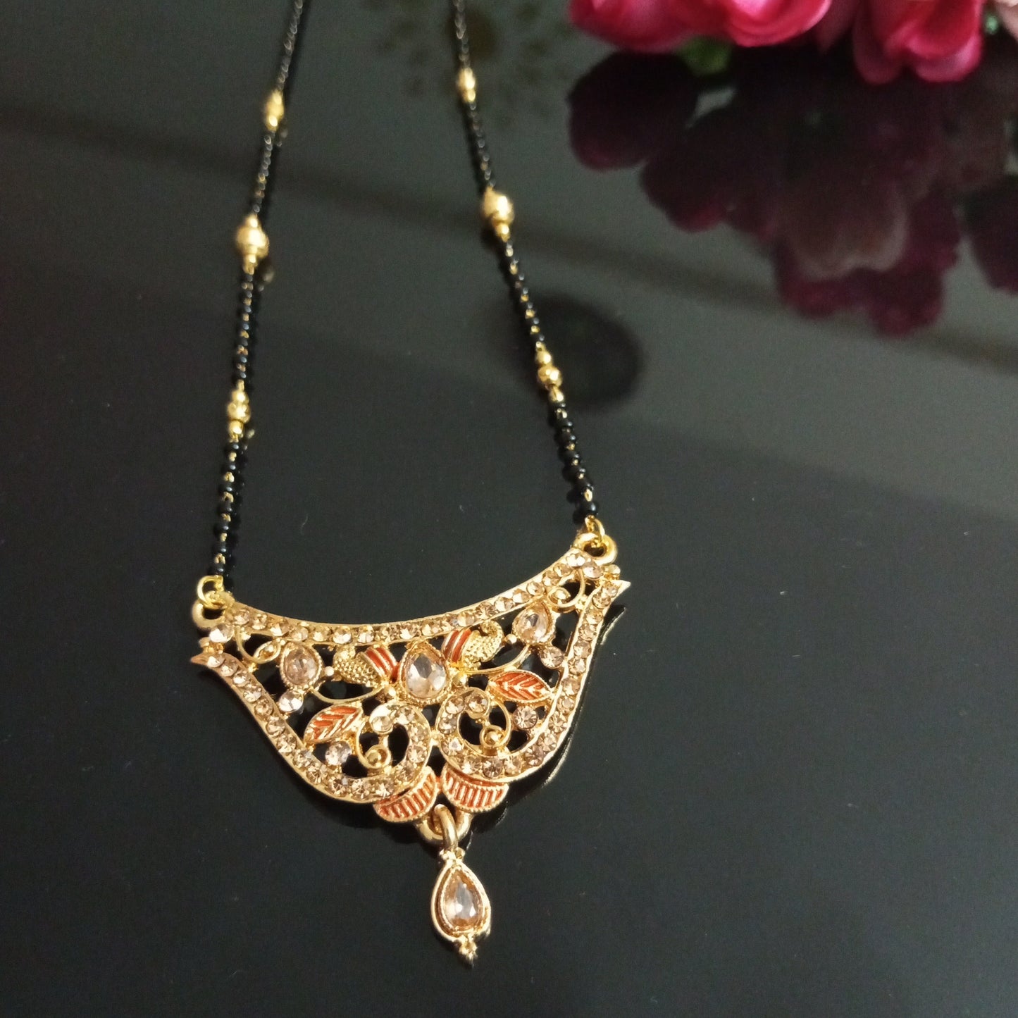 Cz Studded Golden Medium length Mangalsutra