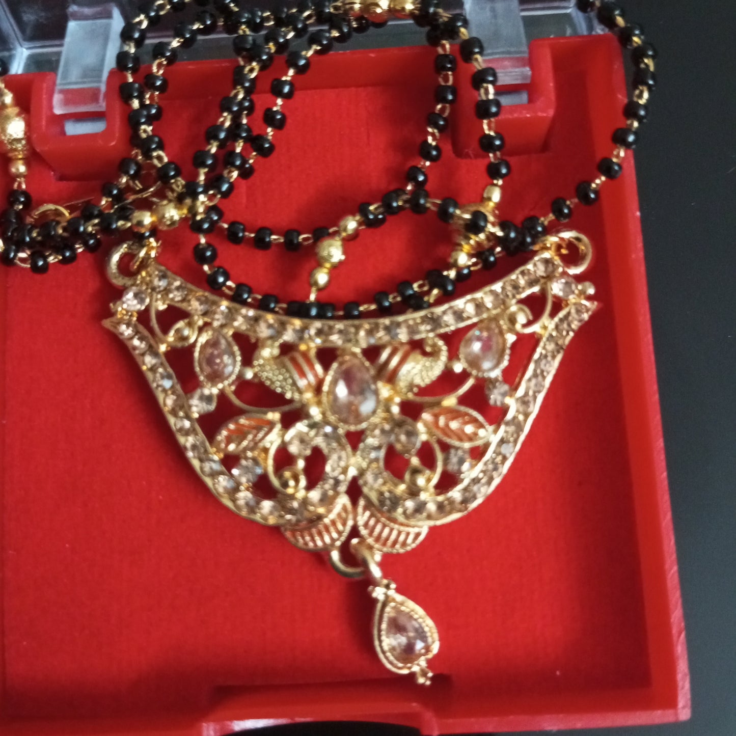Cz Studded Golden Medium length Mangalsutra