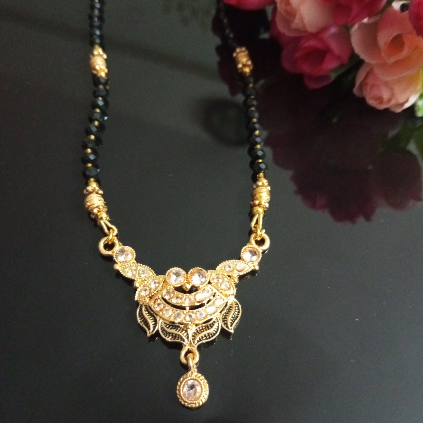 Cz Studded Blackbeads Medium length Mangalsutra