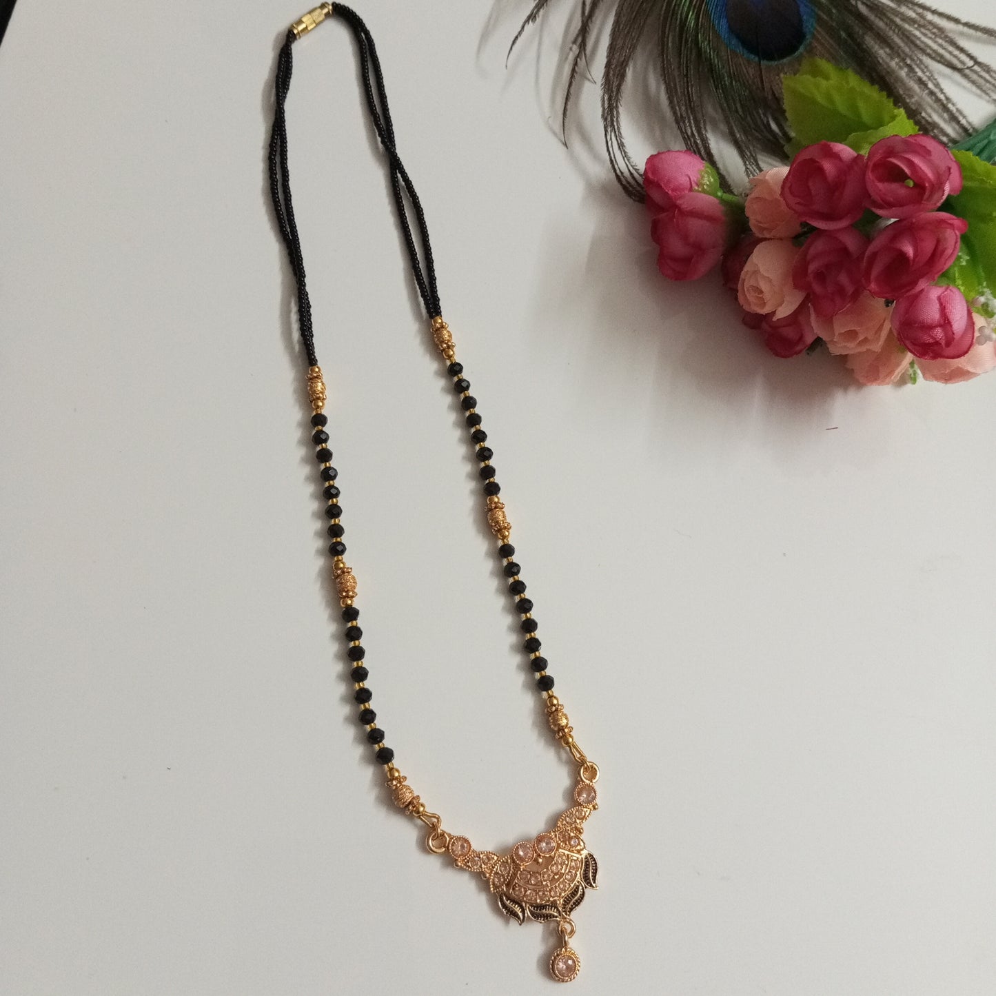 Cz Studded Blackbeads Medium length Mangalsutra