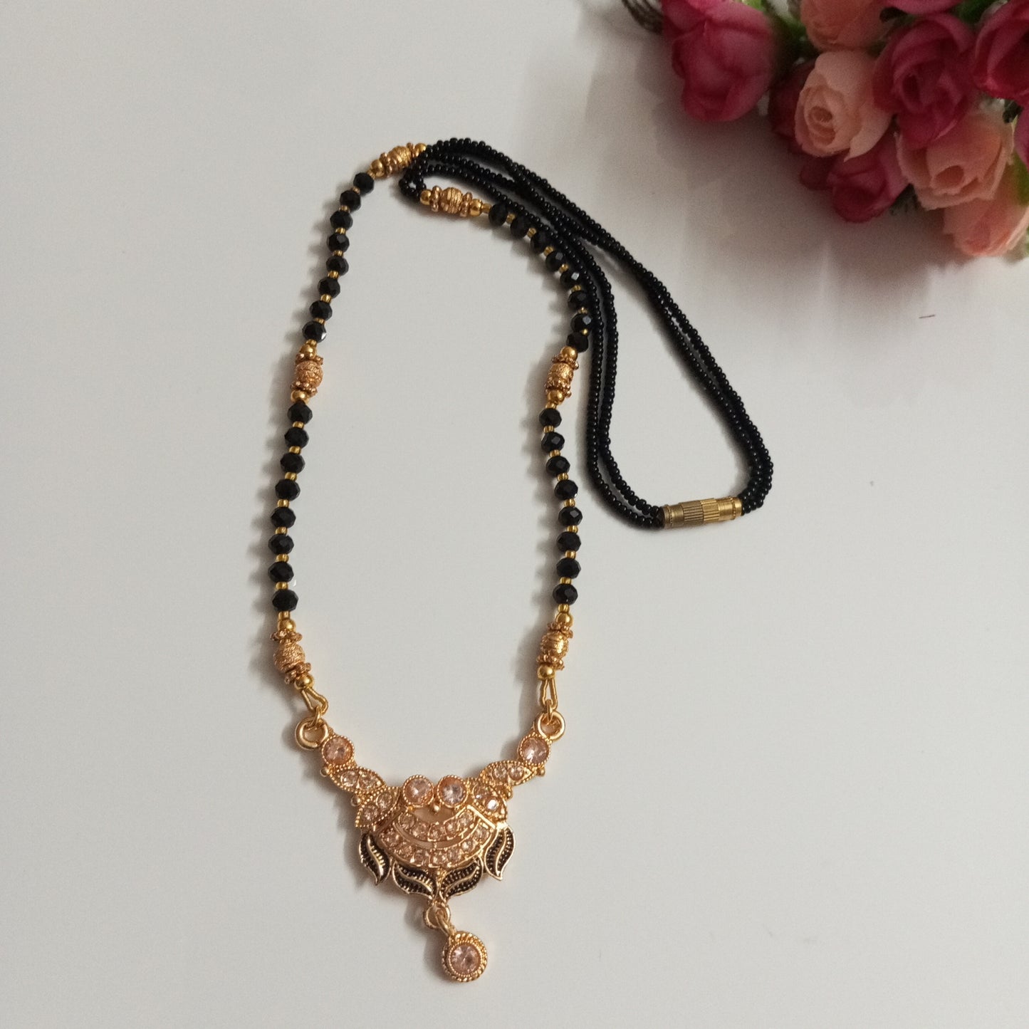 Cz Studded Blackbeads Medium length Mangalsutra