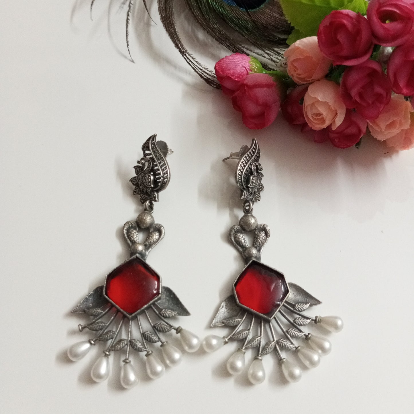 Peacock design Oxidised Earrings