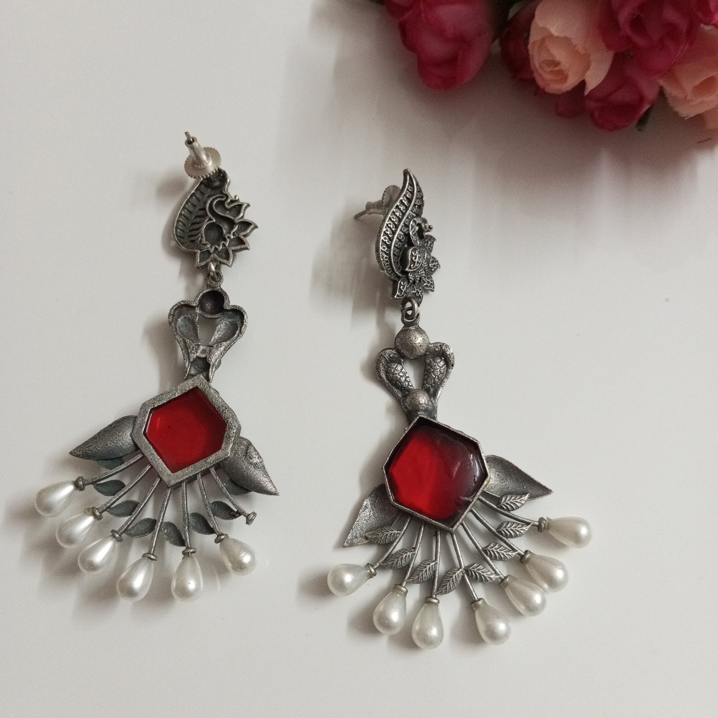 Peacock design Oxidised Earrings