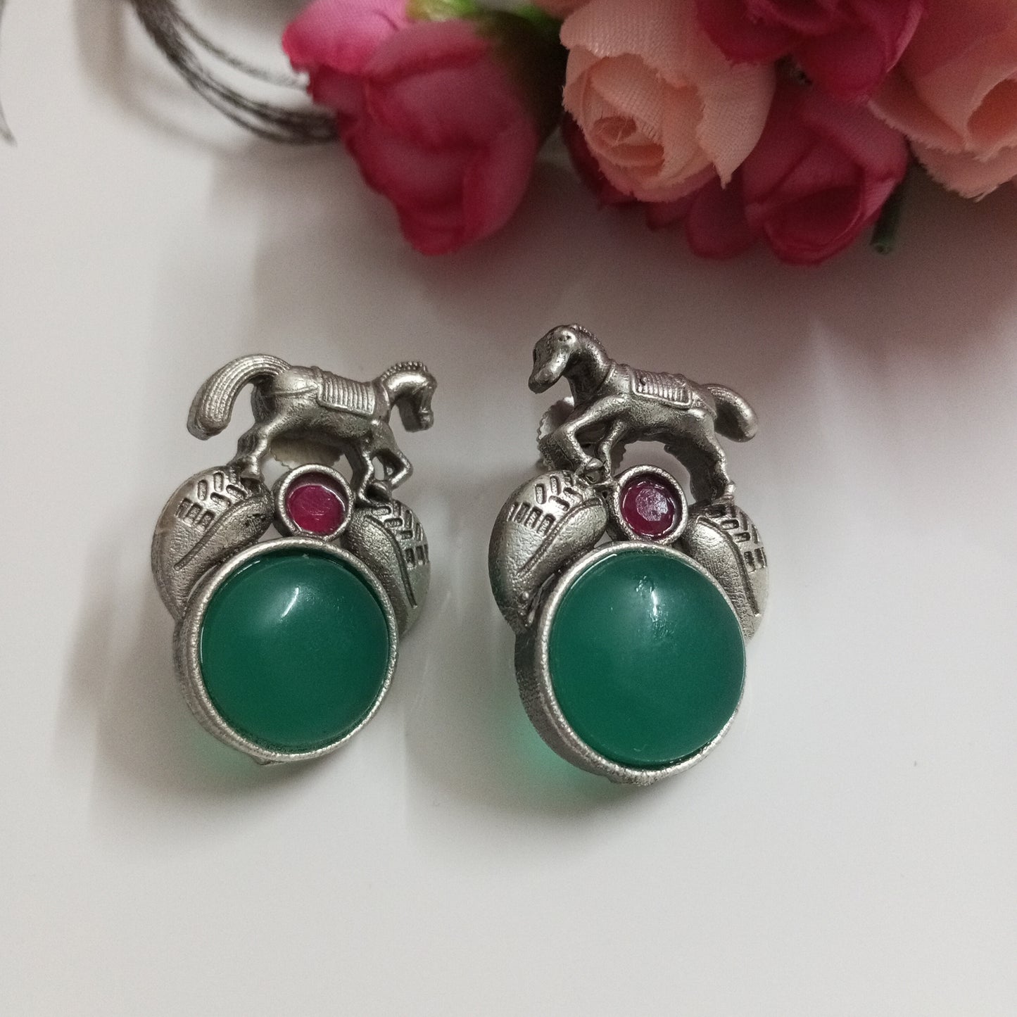 Horse design Oxidised Earrings