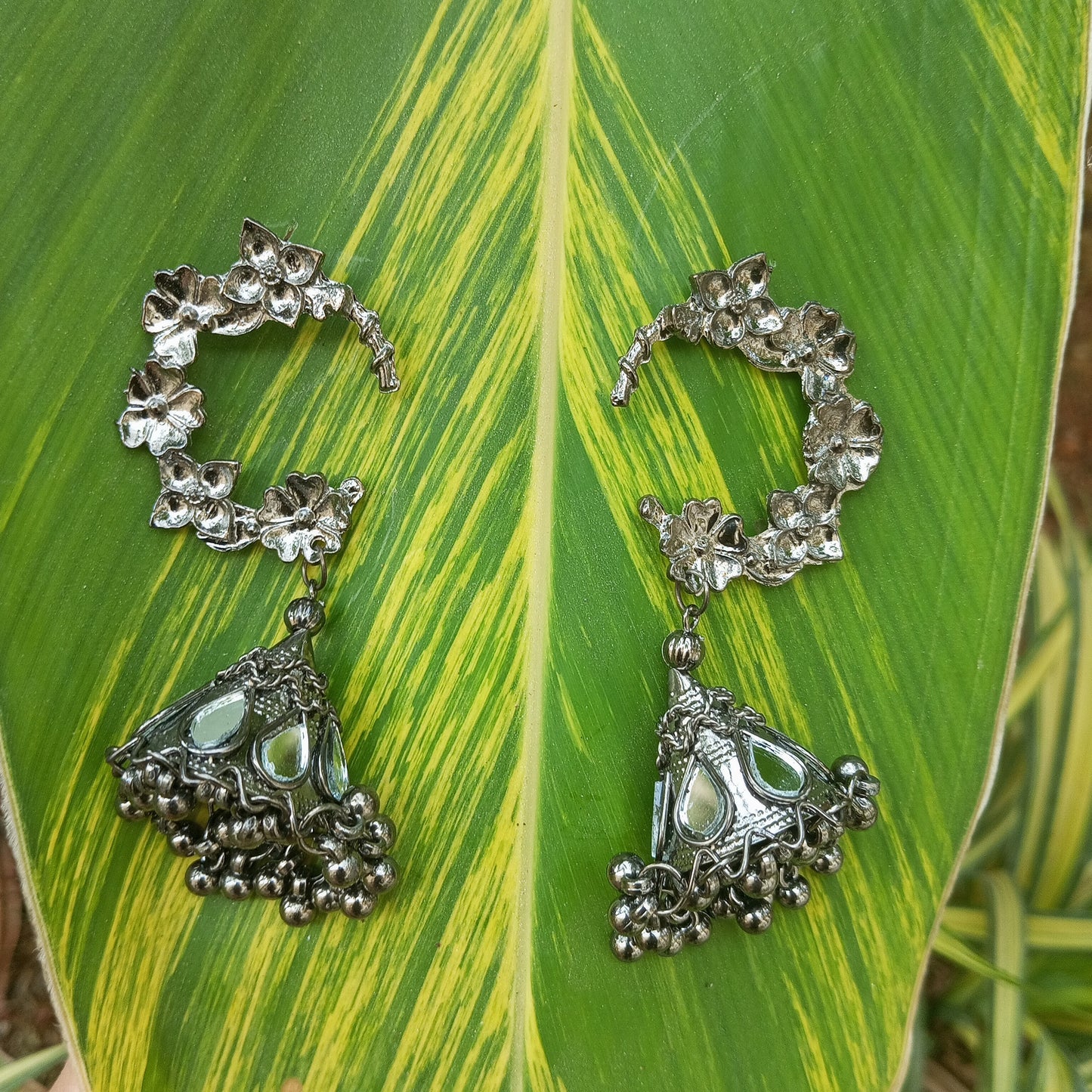 Oxidised Jhumka Earrings
