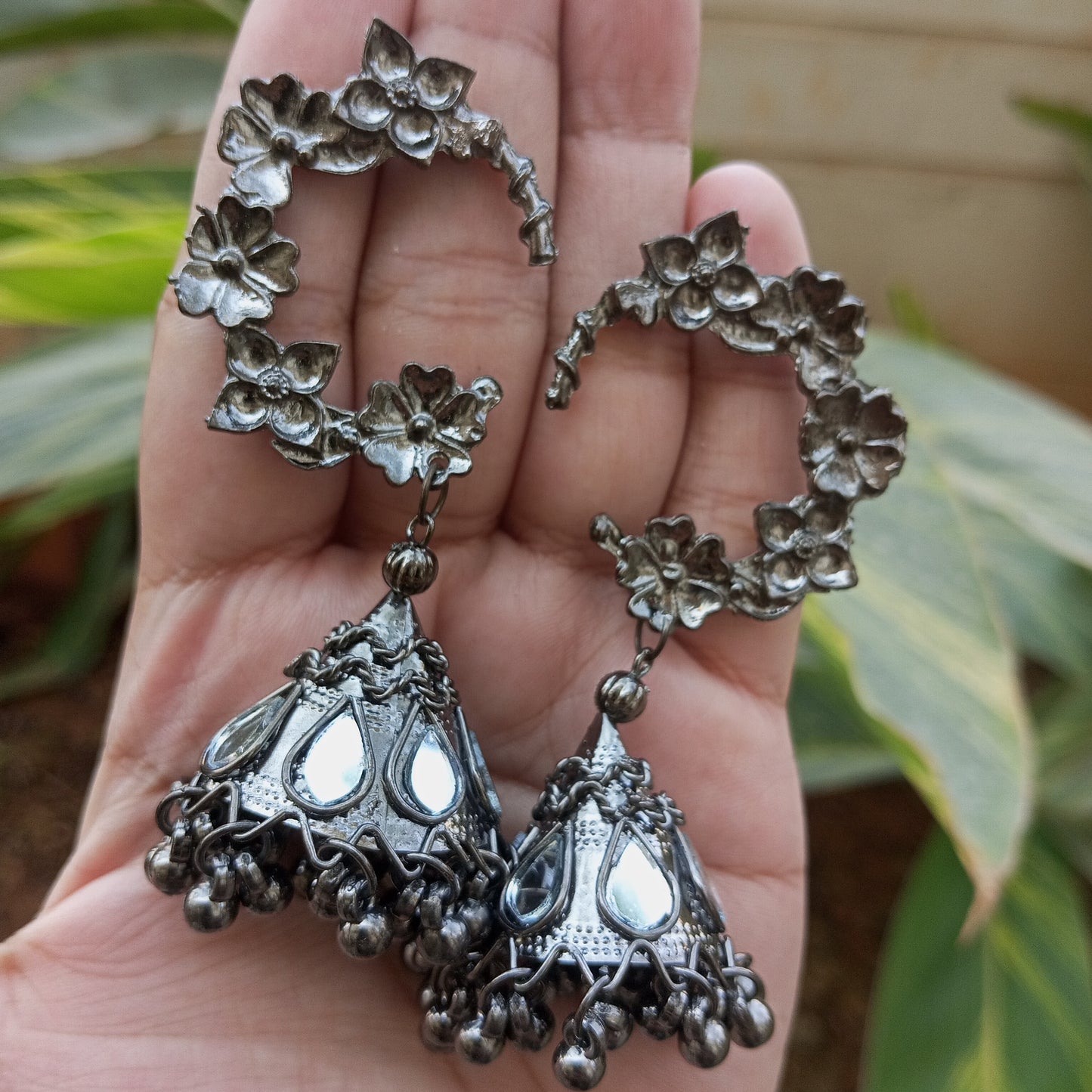 Oxidised Jhumka Earrings