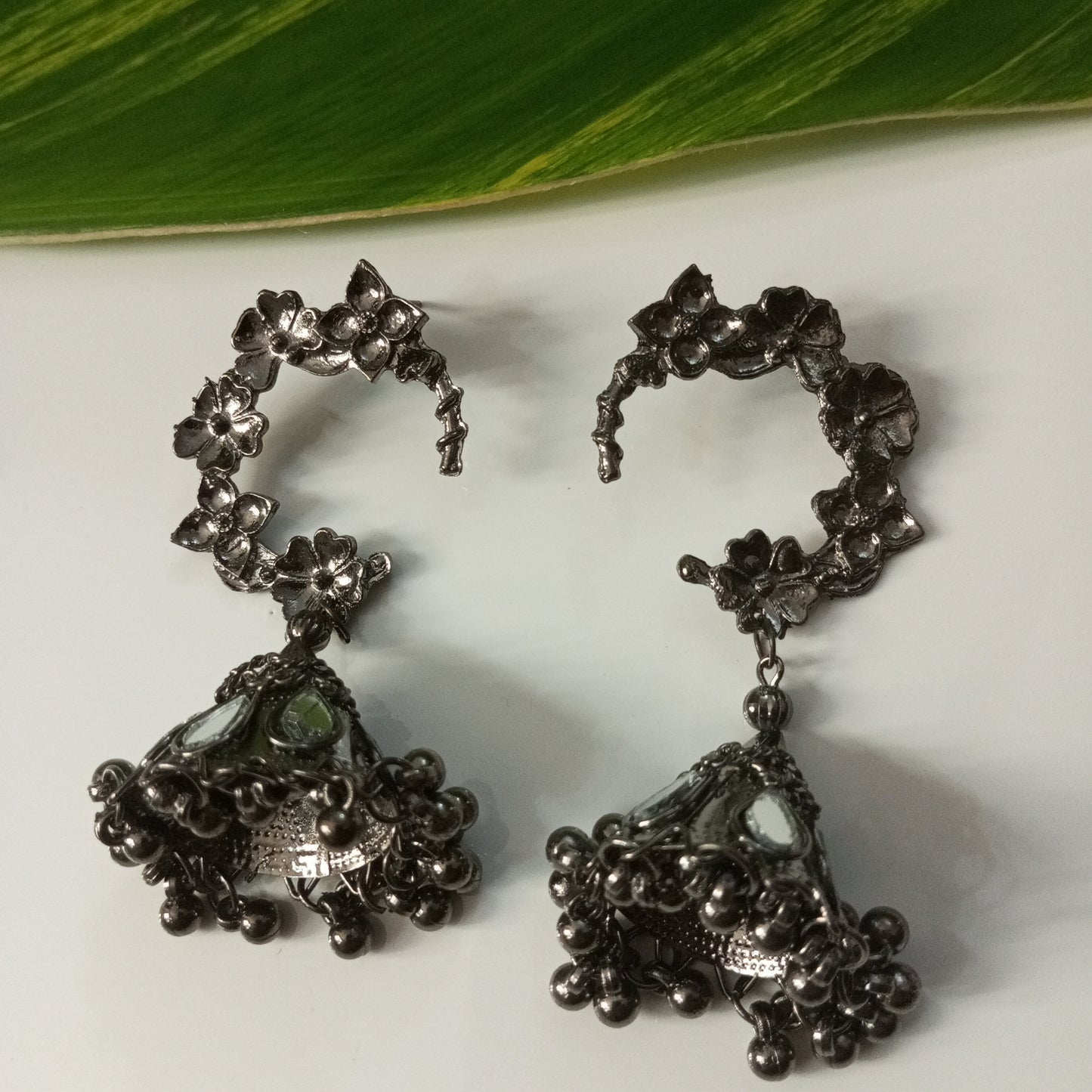 Oxidised Jhumka Earrings