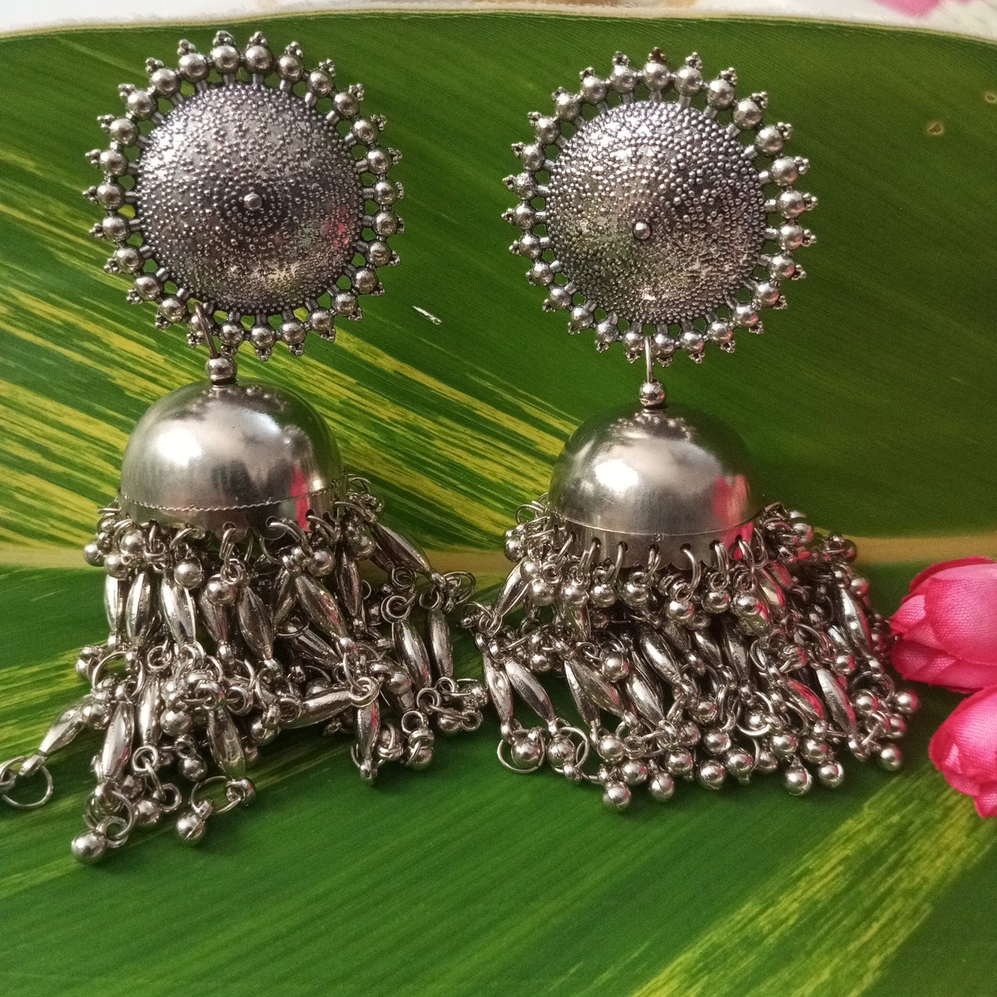 Oxidised Jhumka with Latkan Earrings