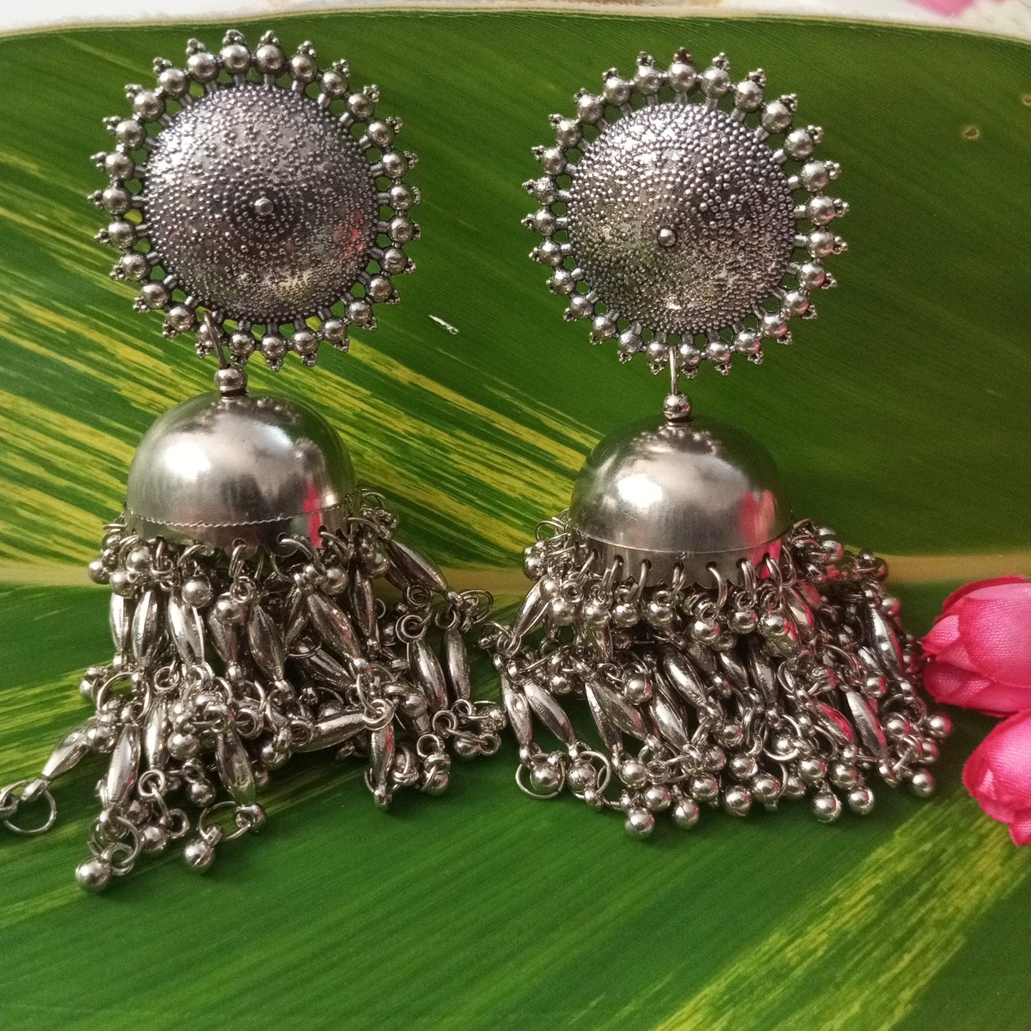 Oxidised Jhumka with Latkan Earrings