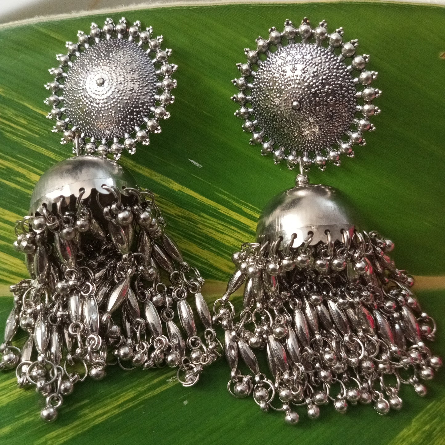 Oxidised Jhumka with Latkan Earrings
