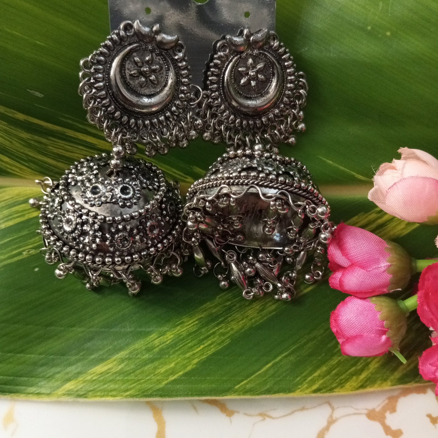 Oxidised Big Jhumka Earrings