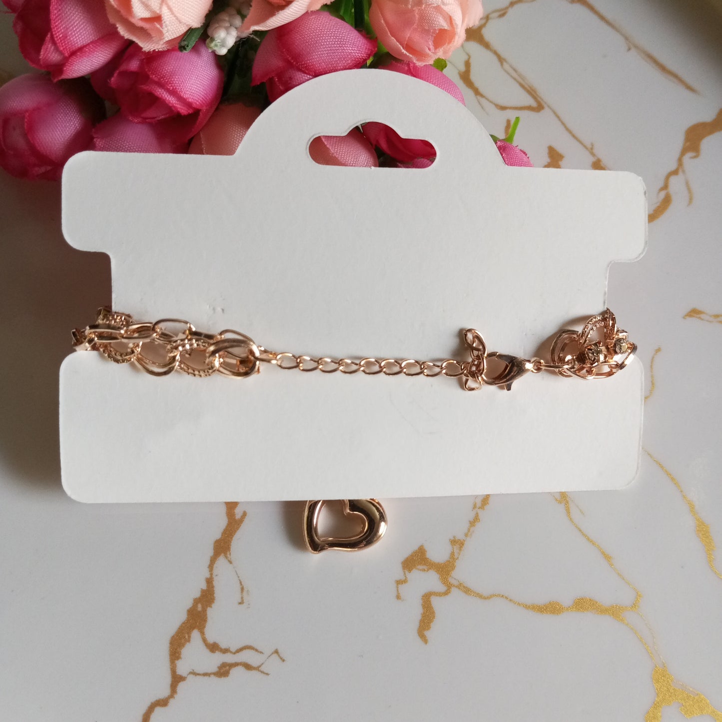 Cz Multilayer Adjustable Bracelet- Hearts