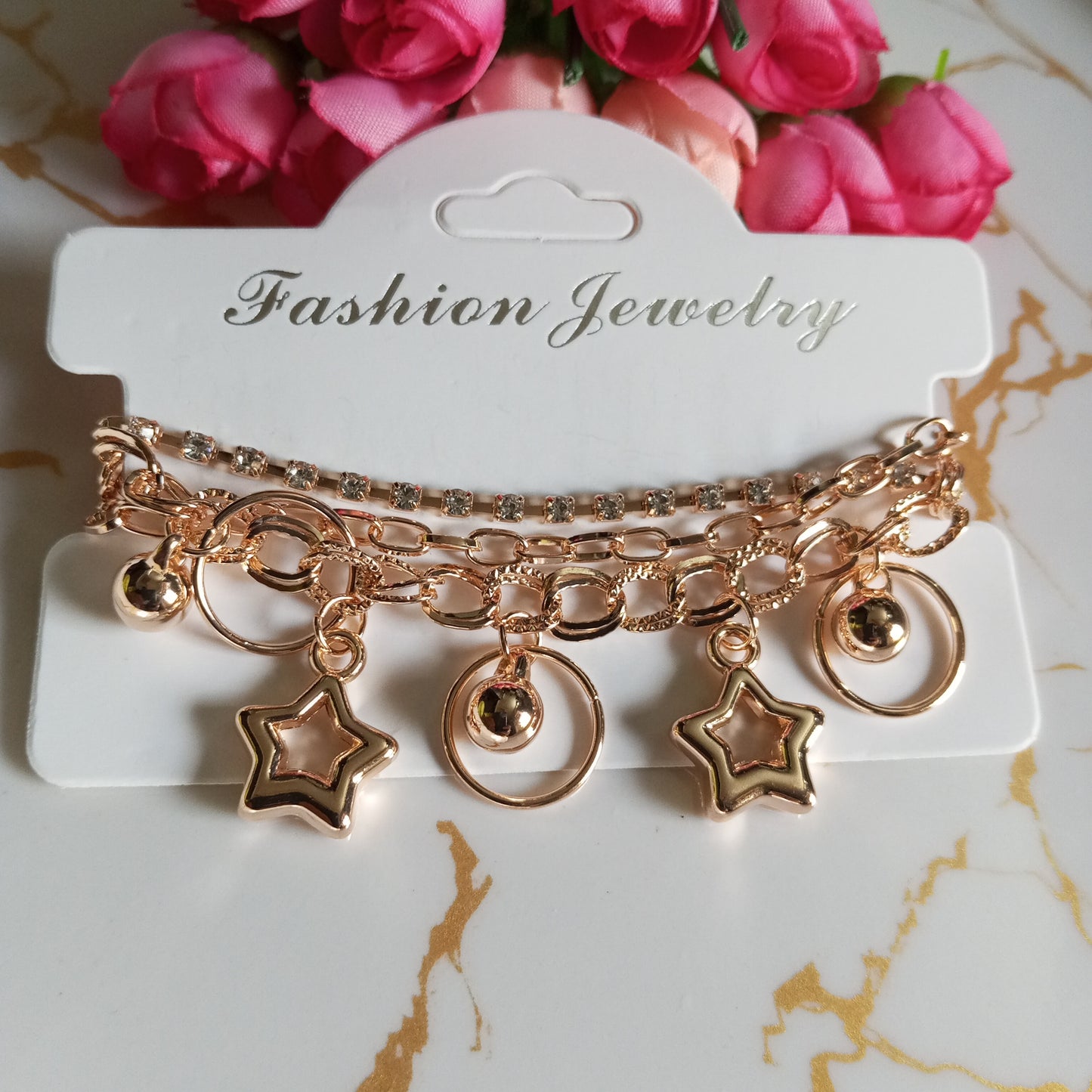 Cz Multilayer Adjustable Bracelet- Stars