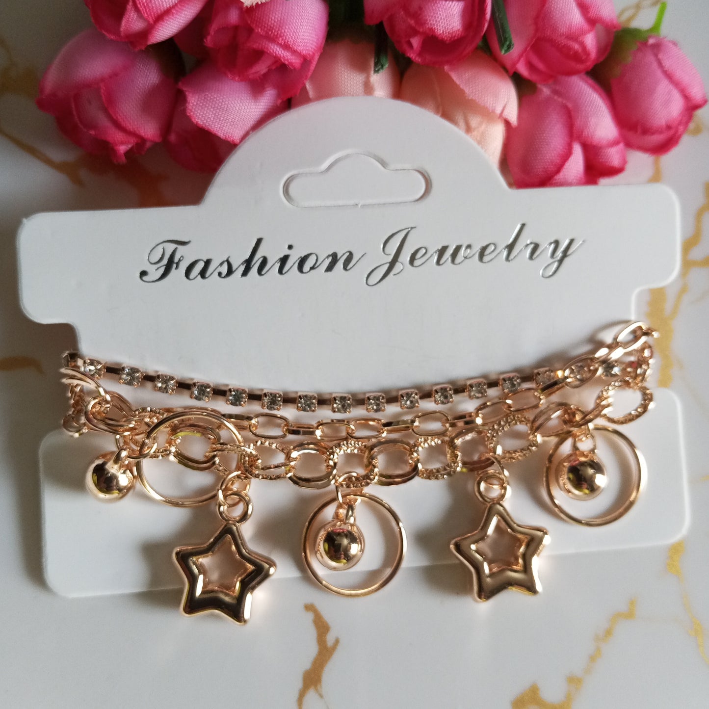 Cz Multilayer Adjustable Bracelet- Stars