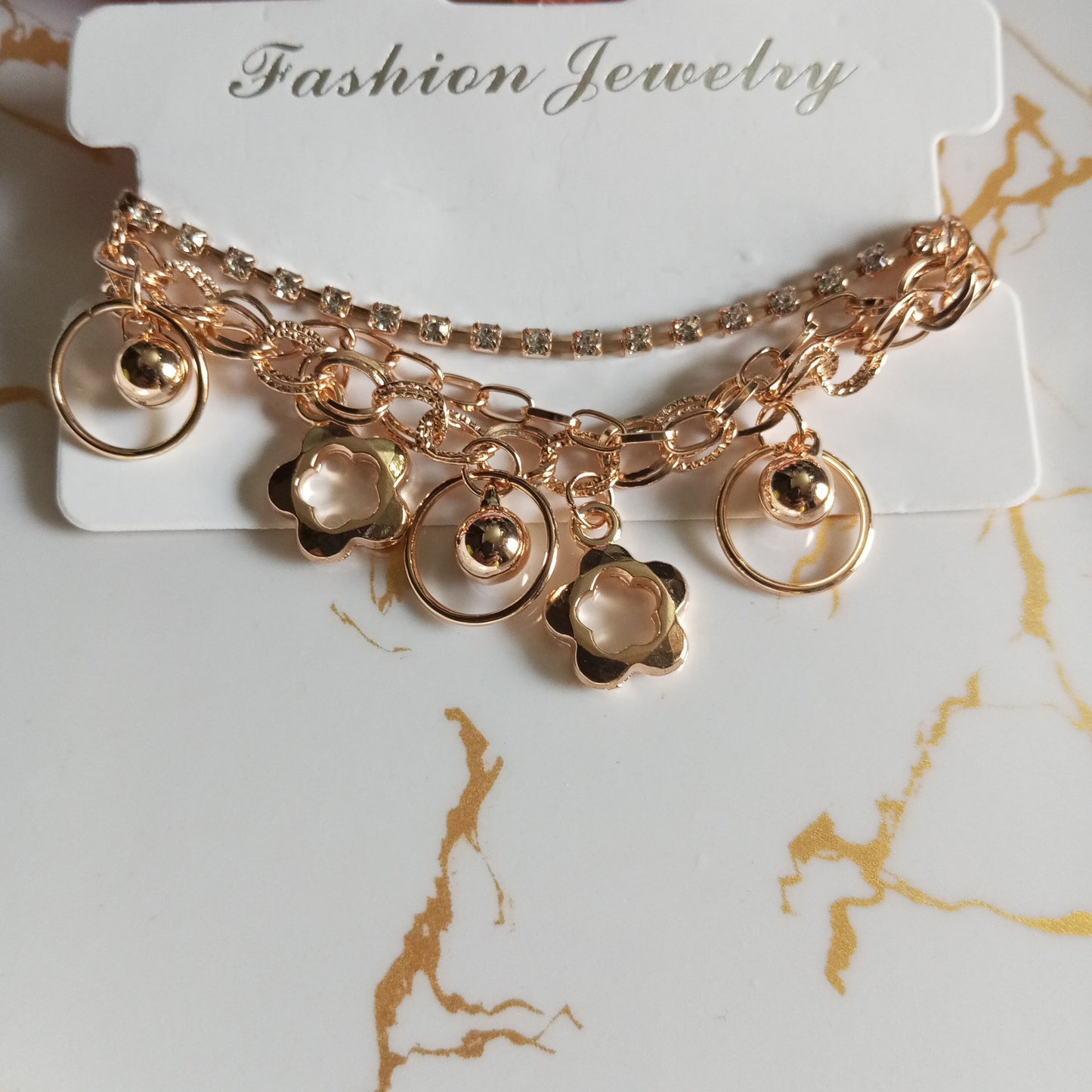 Cz Multilayer Adjustable Bracelet- Flowers