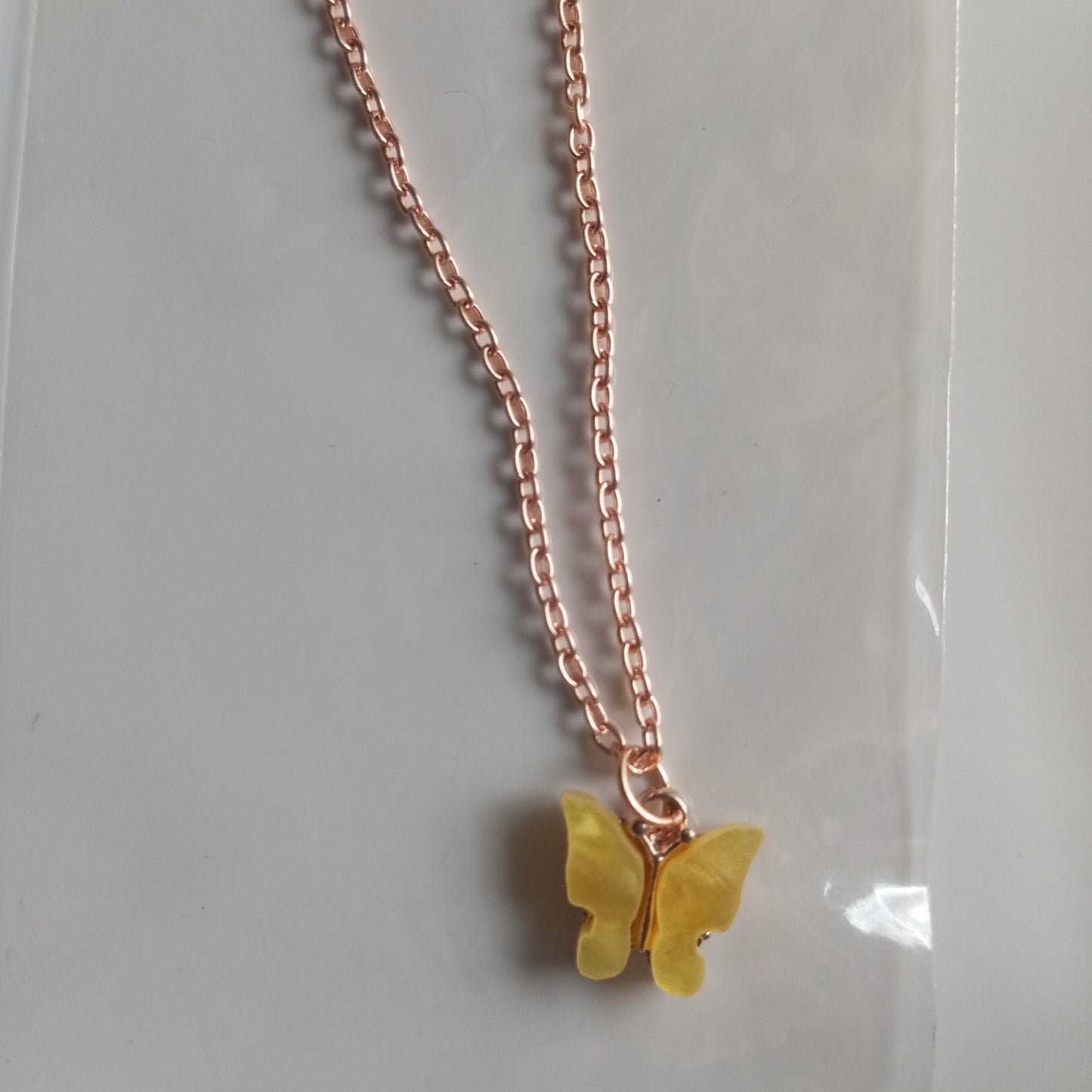 Chain with Pendant- Yellow Butterfly
