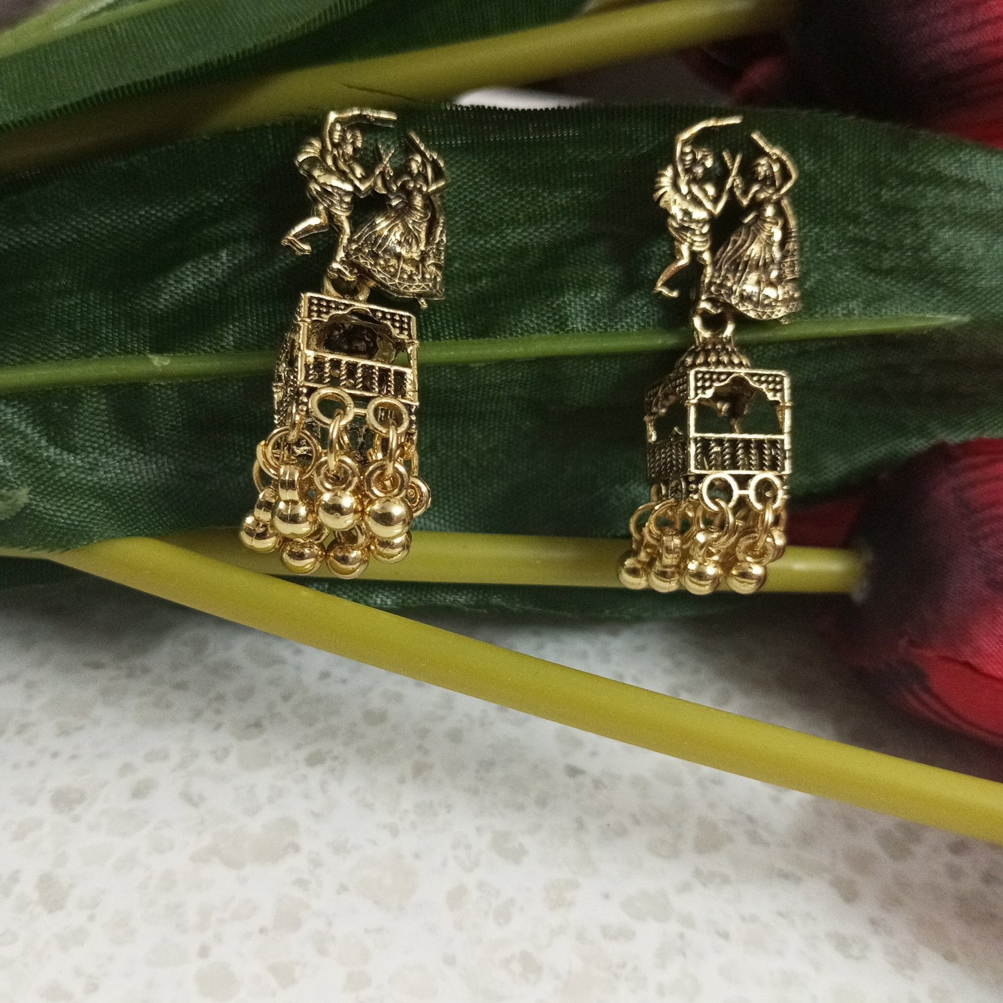 Oxidised Copper Look Couple Jhumka Earrings