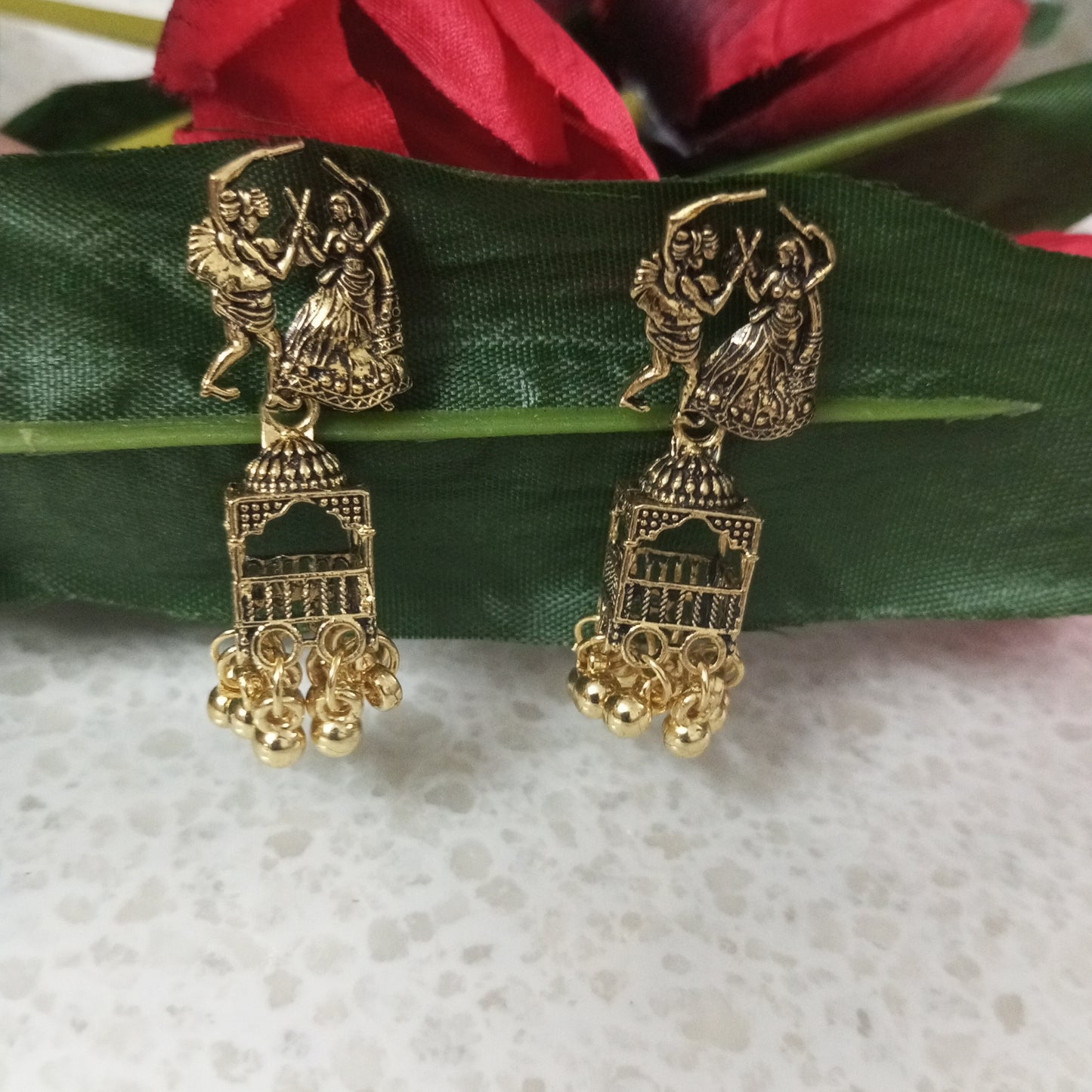 Oxidised Copper Look Couple Jhumka Earrings