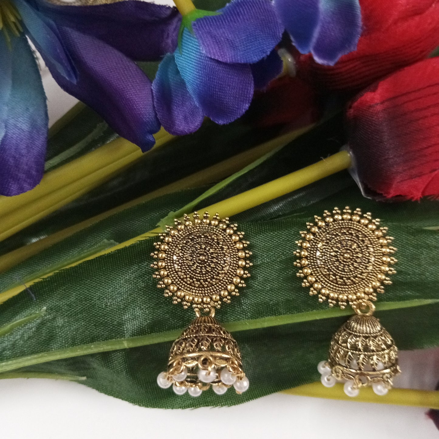 Oxidised Copper Look Jhumka Earrings