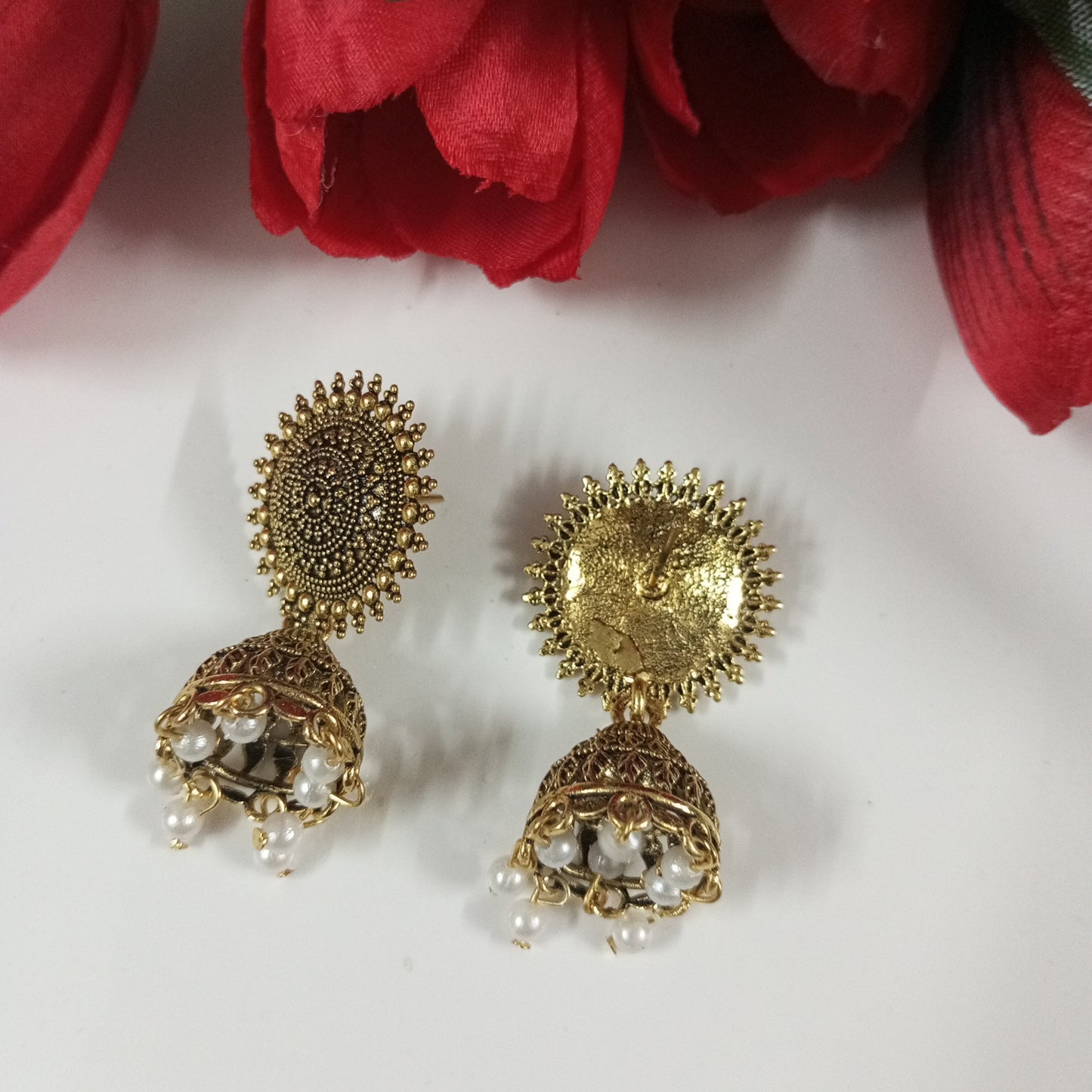 Oxidised Copper Look Jhumka Earrings