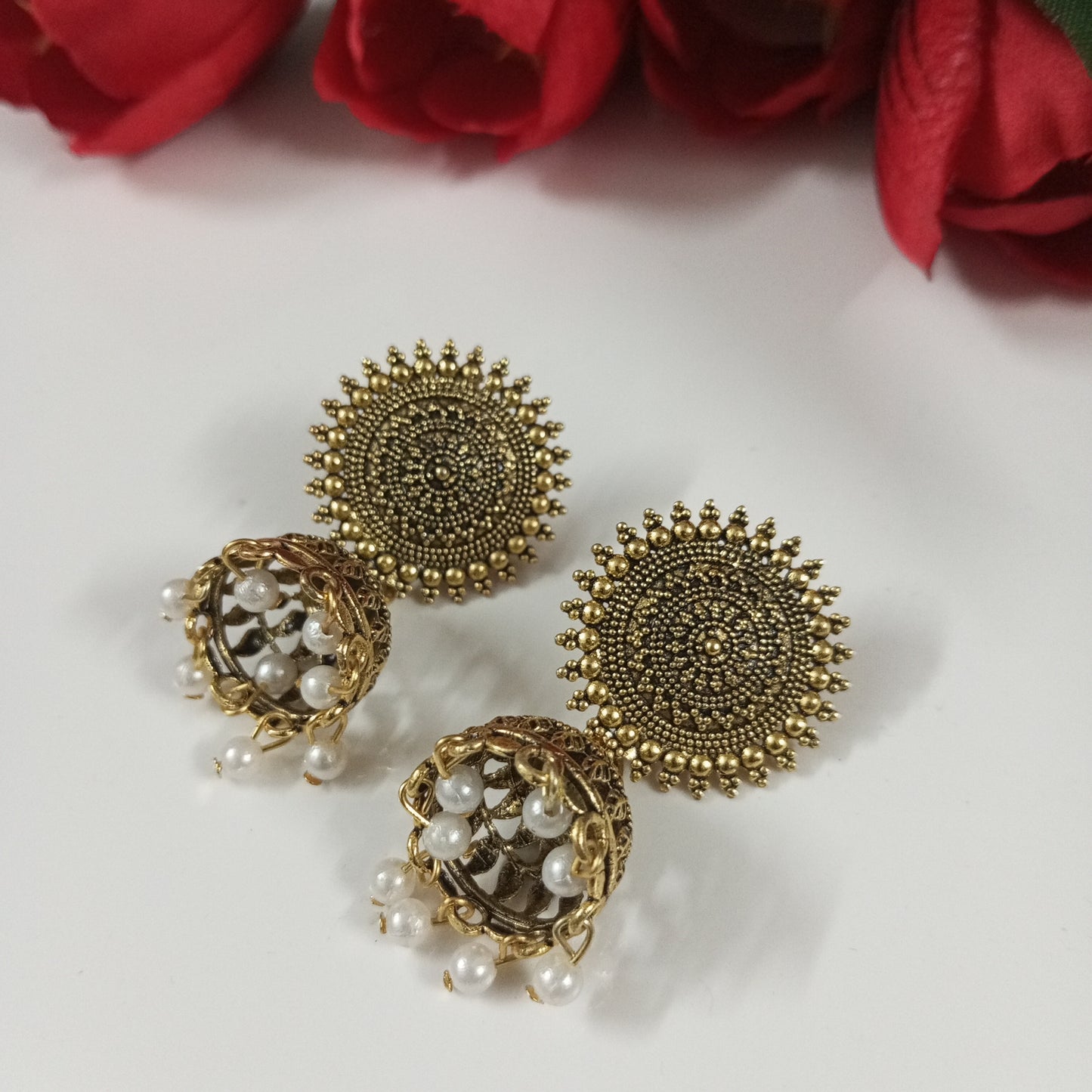 Oxidised Copper Look Jhumka Earrings