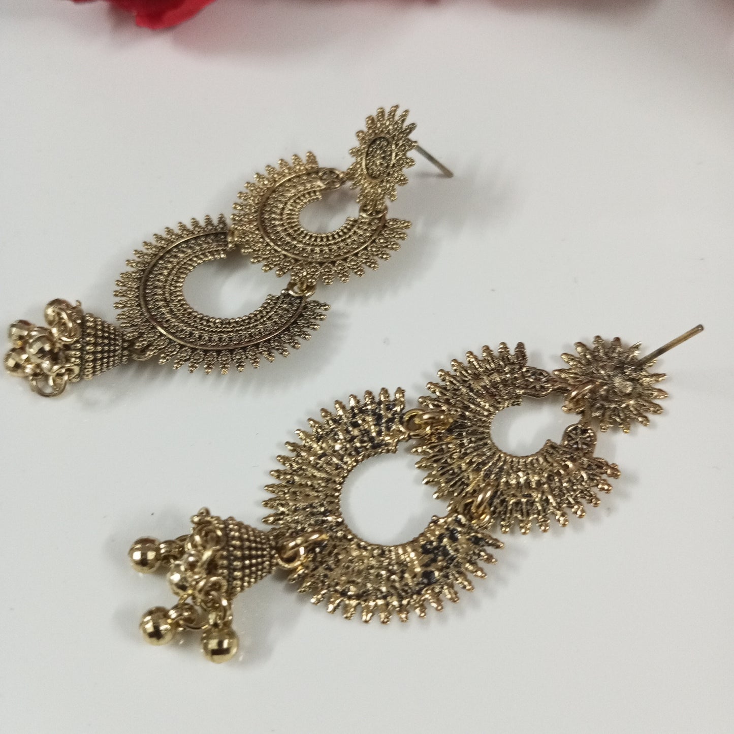 Oxidised Copper Look Long Earrings