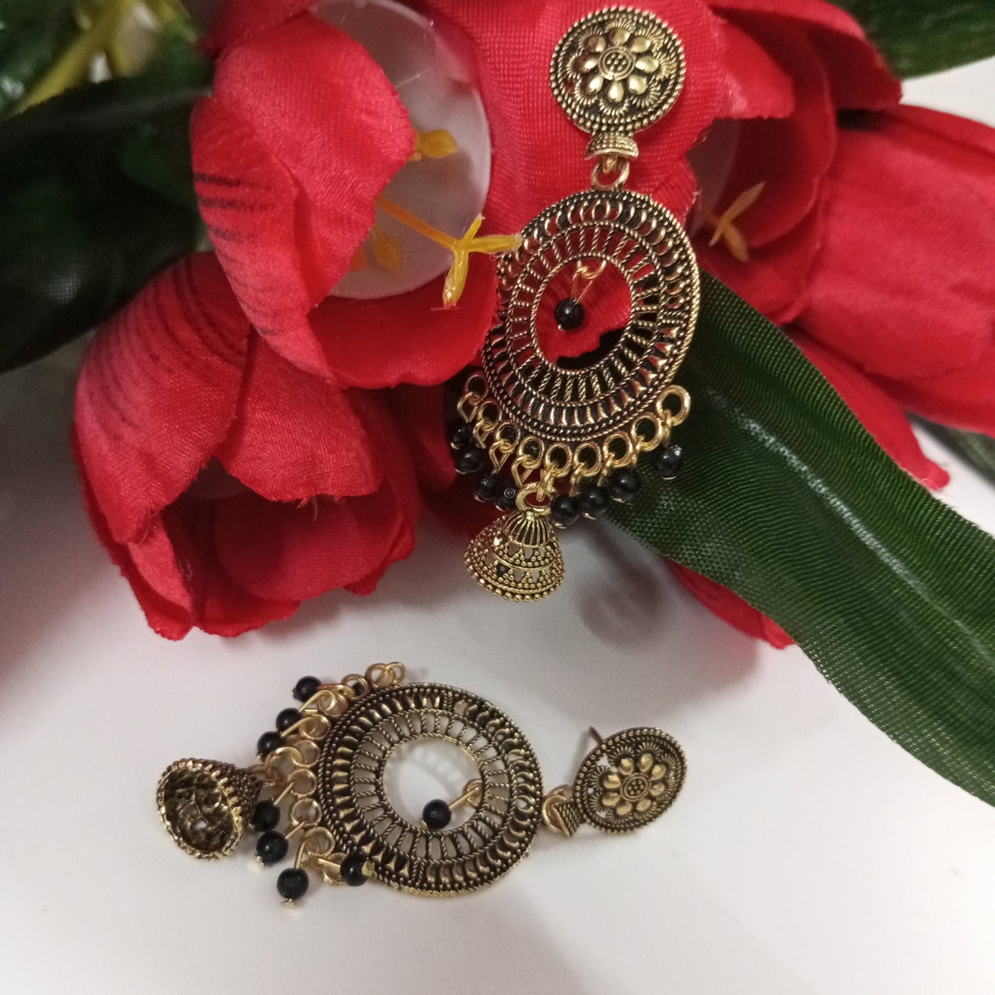 Oxidised Copper Look Abha Earrings