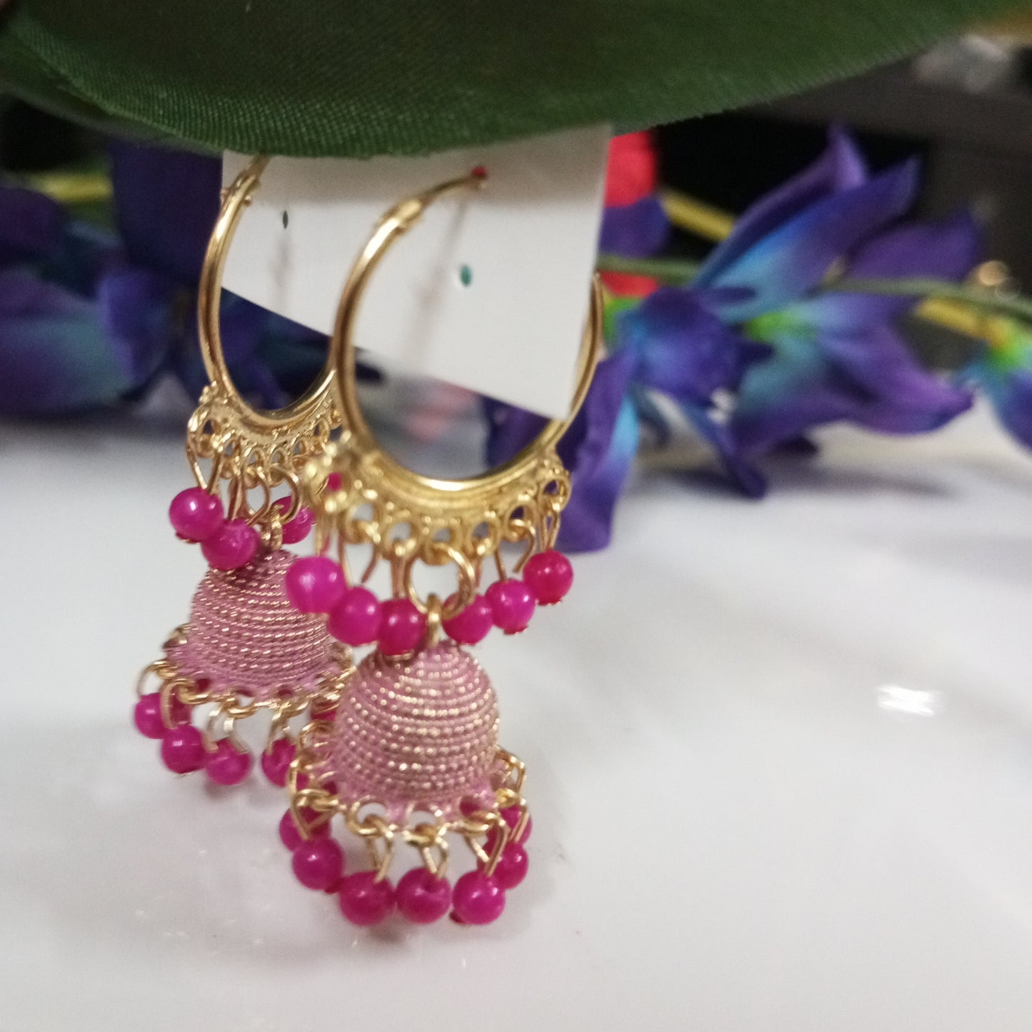 Oxidised Hoop with Jhumka Earrings