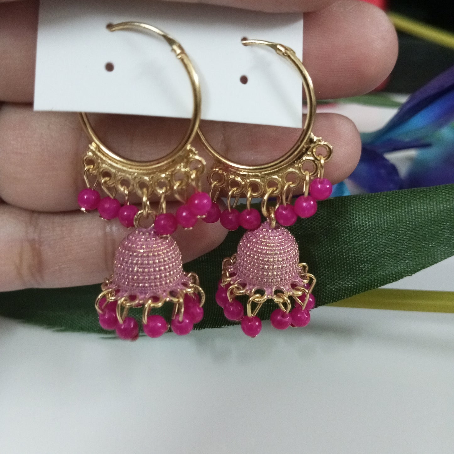 Oxidised Hoop with Jhumka Earrings