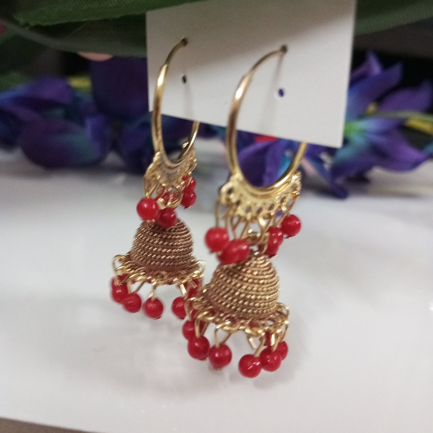 Oxidised Hoop with Jhumka Earrings