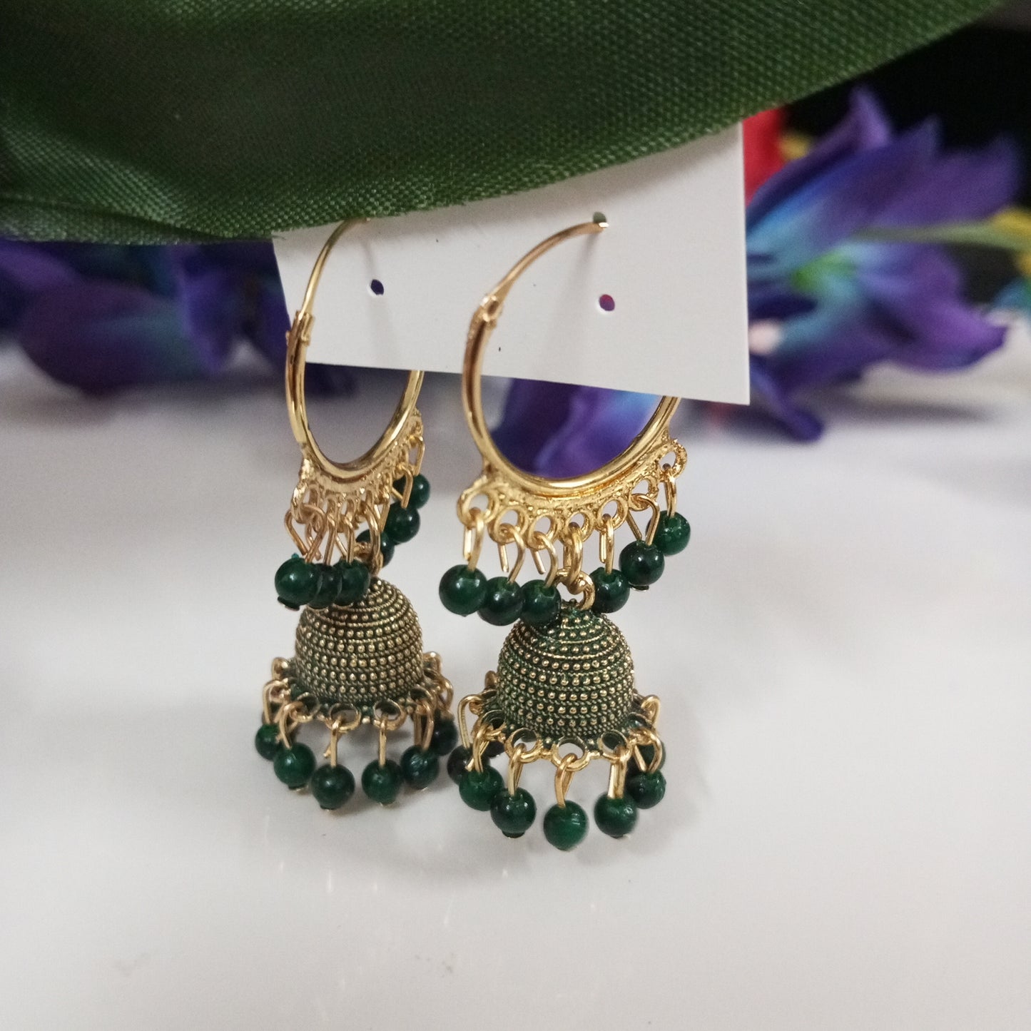 Oxidised Hoop with Jhumka Earrings