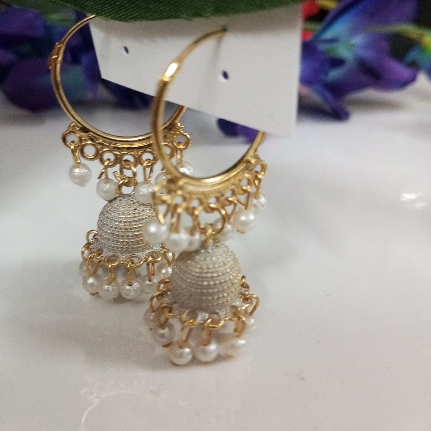 Oxidised Hoop with Jhumka Earrings