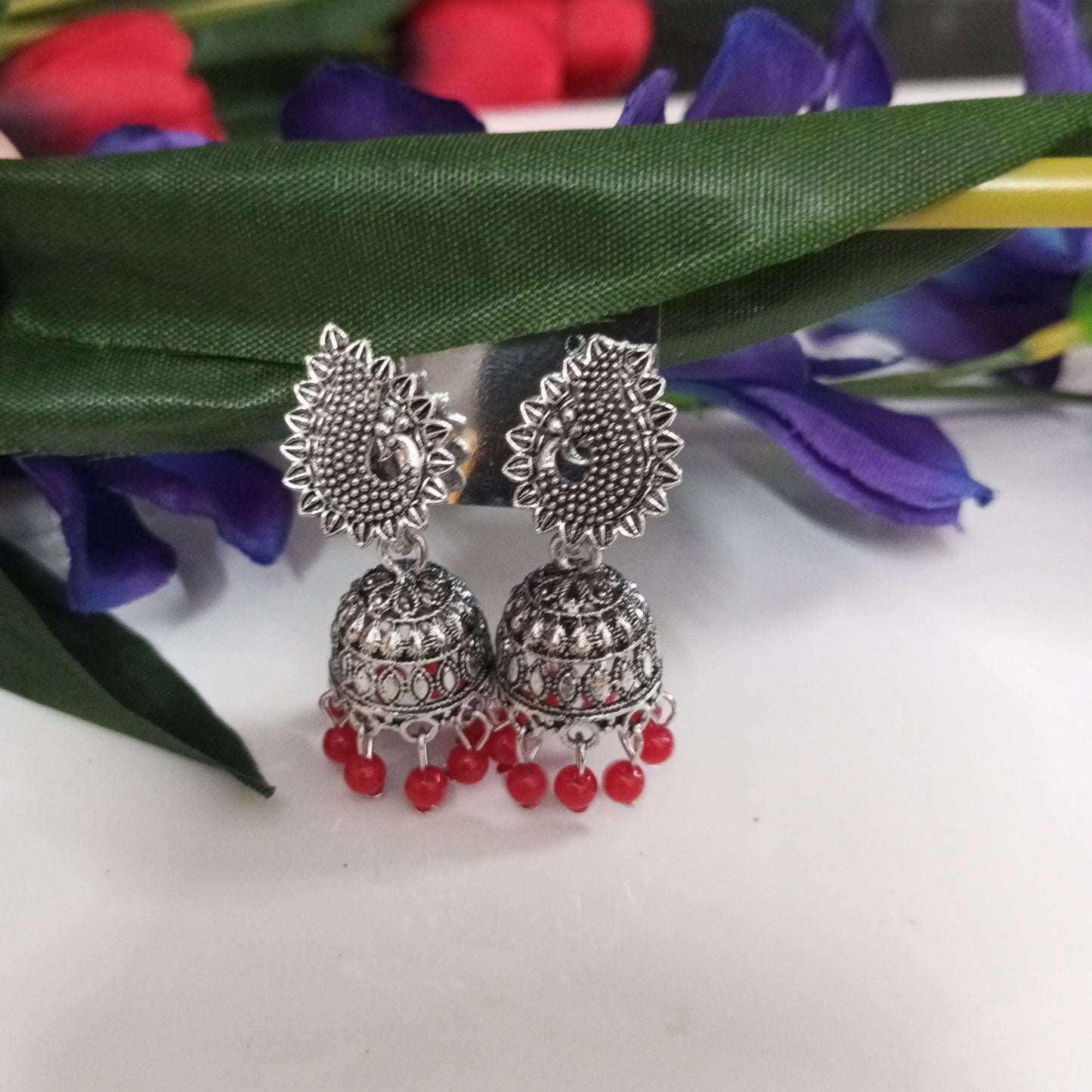 Oxidised Vani Jhumka Earrings