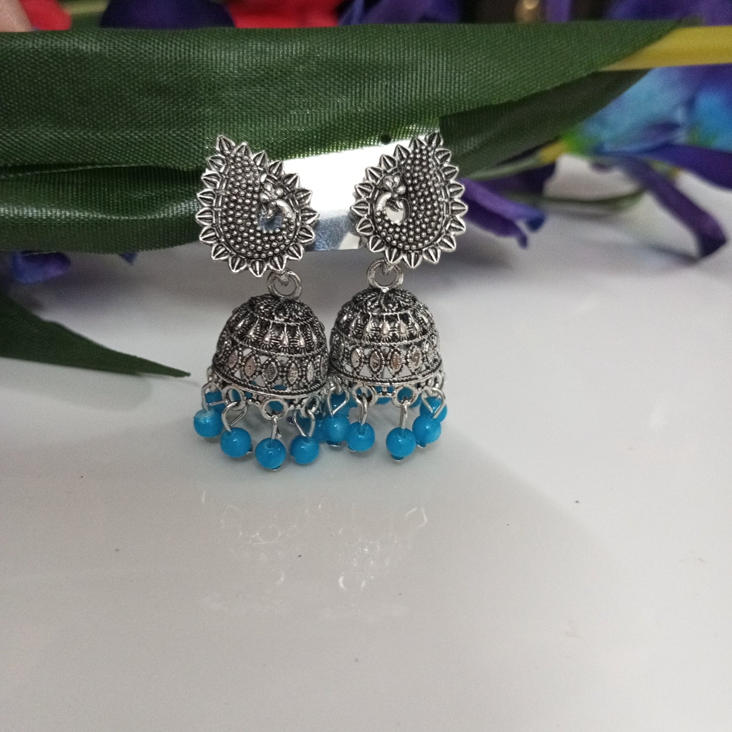 Oxidised Vani Jhumka Earrings