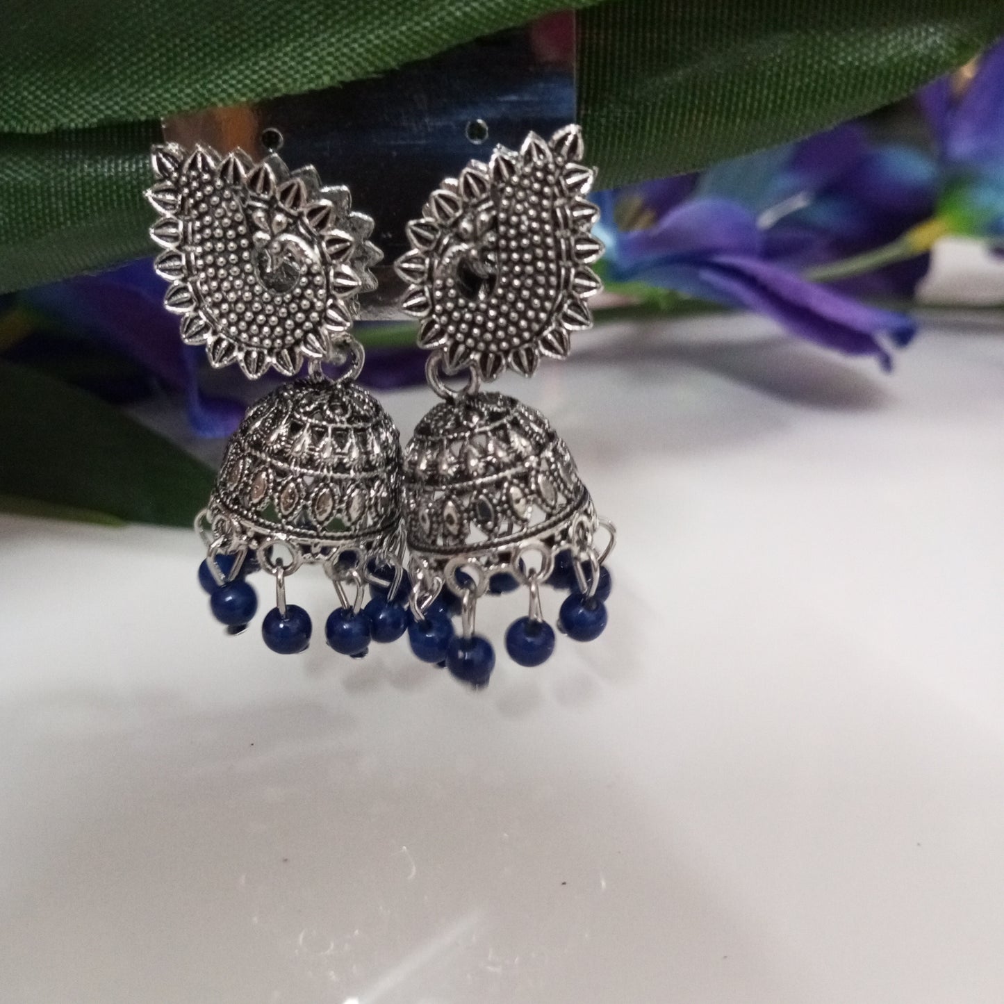 Oxidised Vani Jhumka Earrings