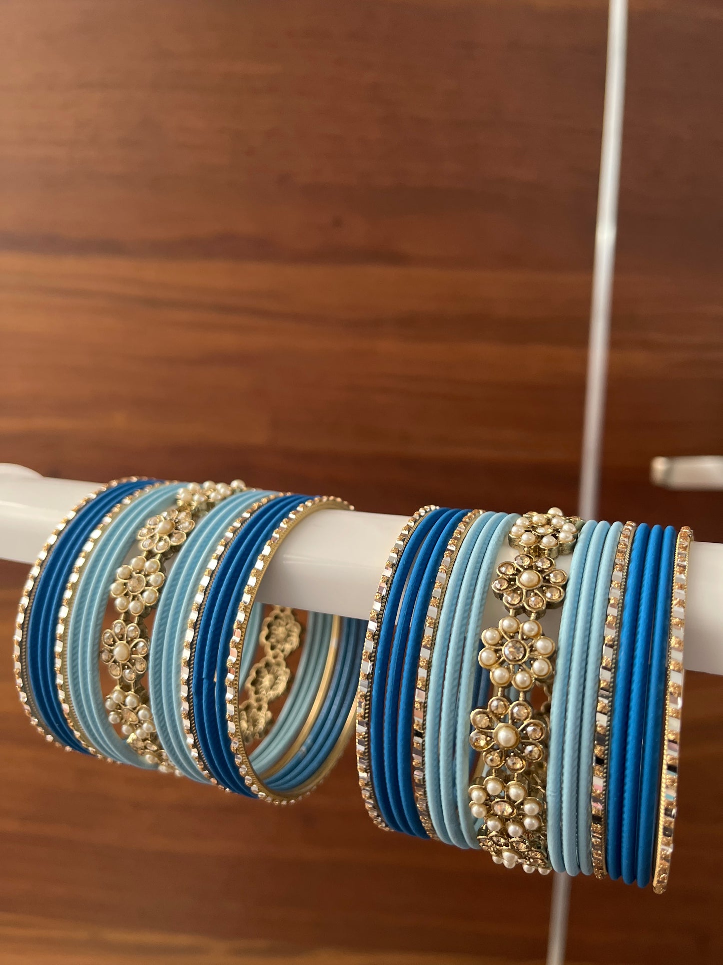 Blue Metal Bangle Set