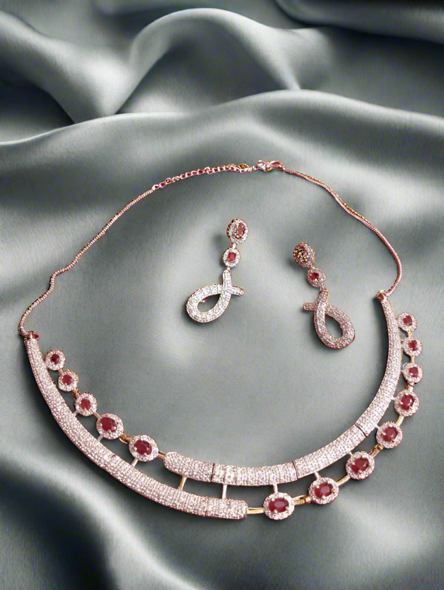 Ruby American Diamond Necklace