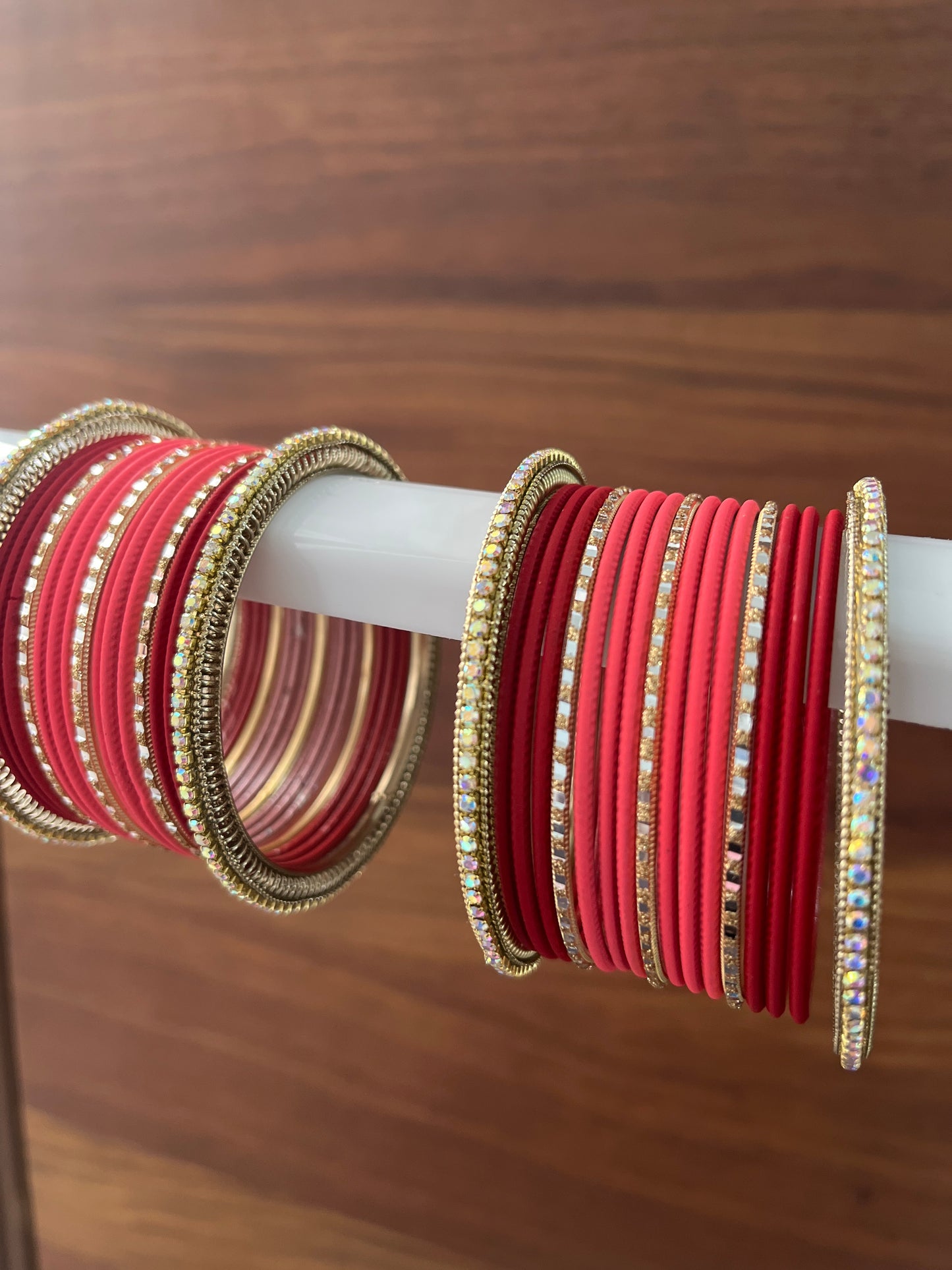 Red Pink Metal Bangle Set