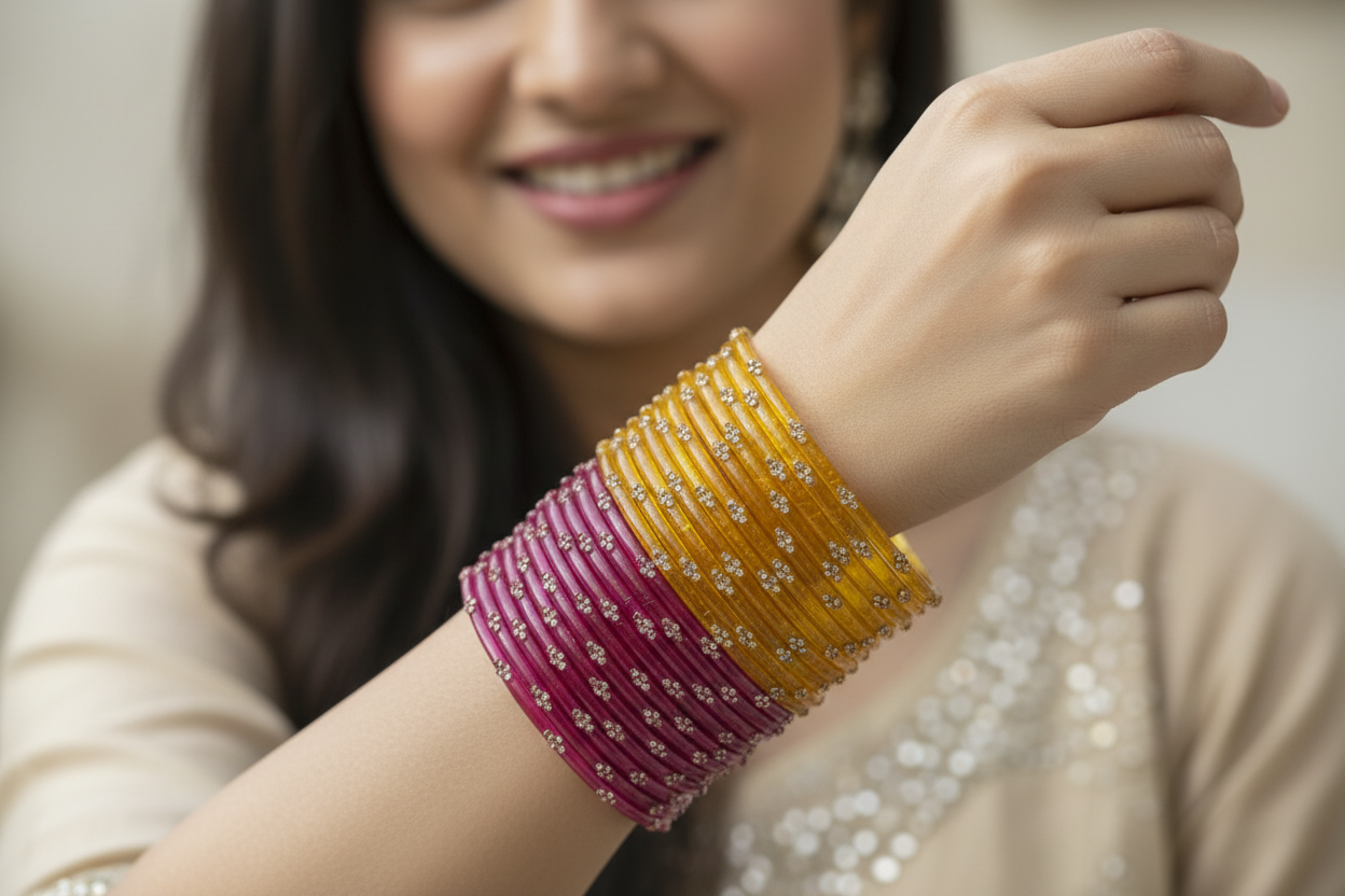 Raindrop Glass Bangles Set Samara