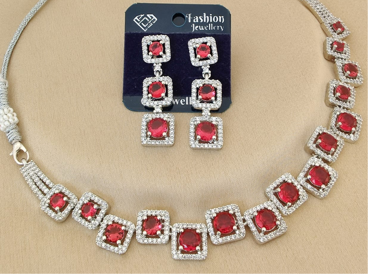 Anvita Red AD Necklace