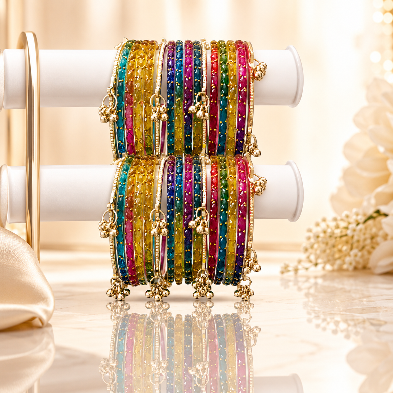 Viral Kashmiri Ghungroo Bangle Set-Multi Dark 2 dozen